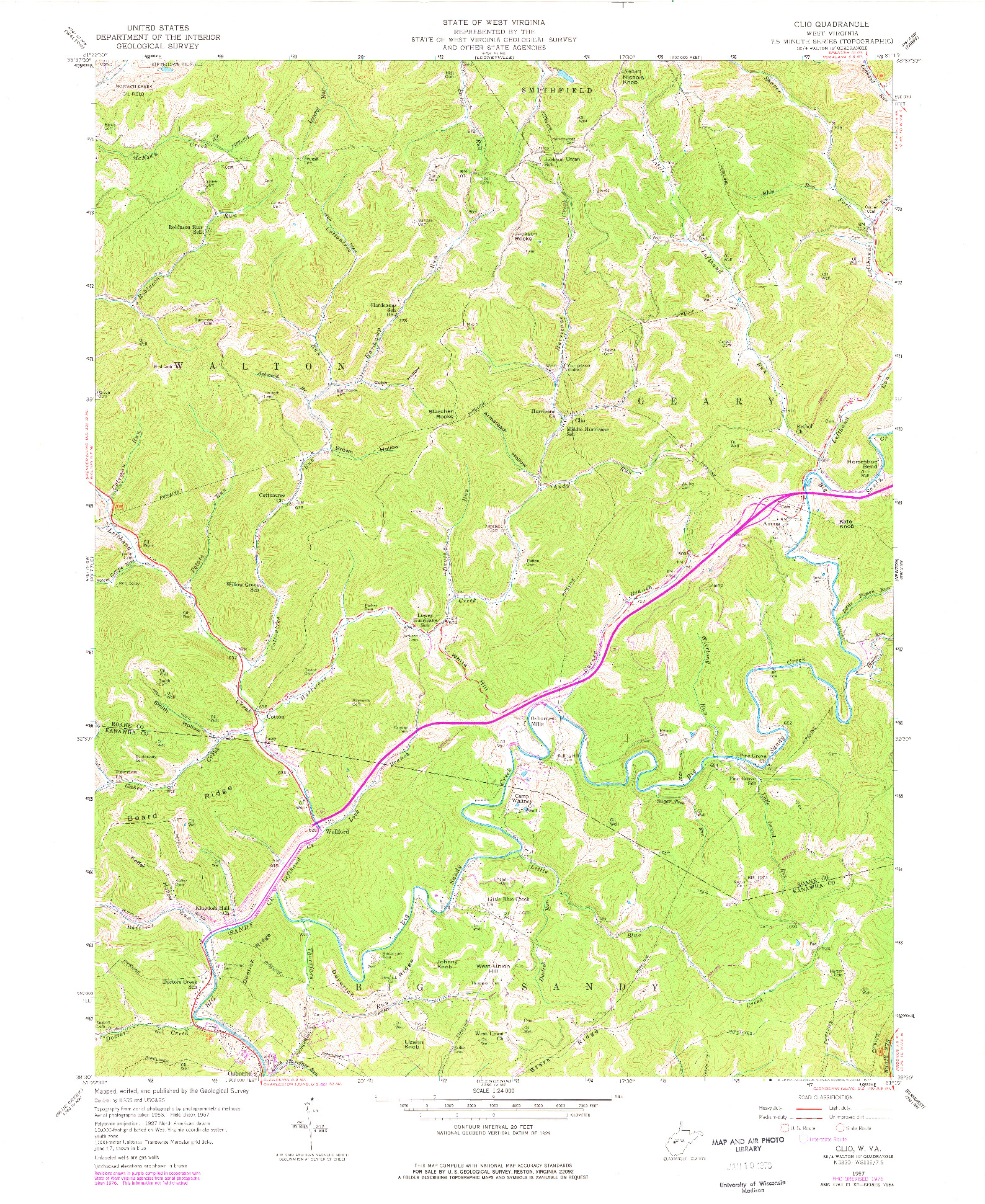 USGS 1:24000-SCALE QUADRANGLE FOR CLIO, WV 1957