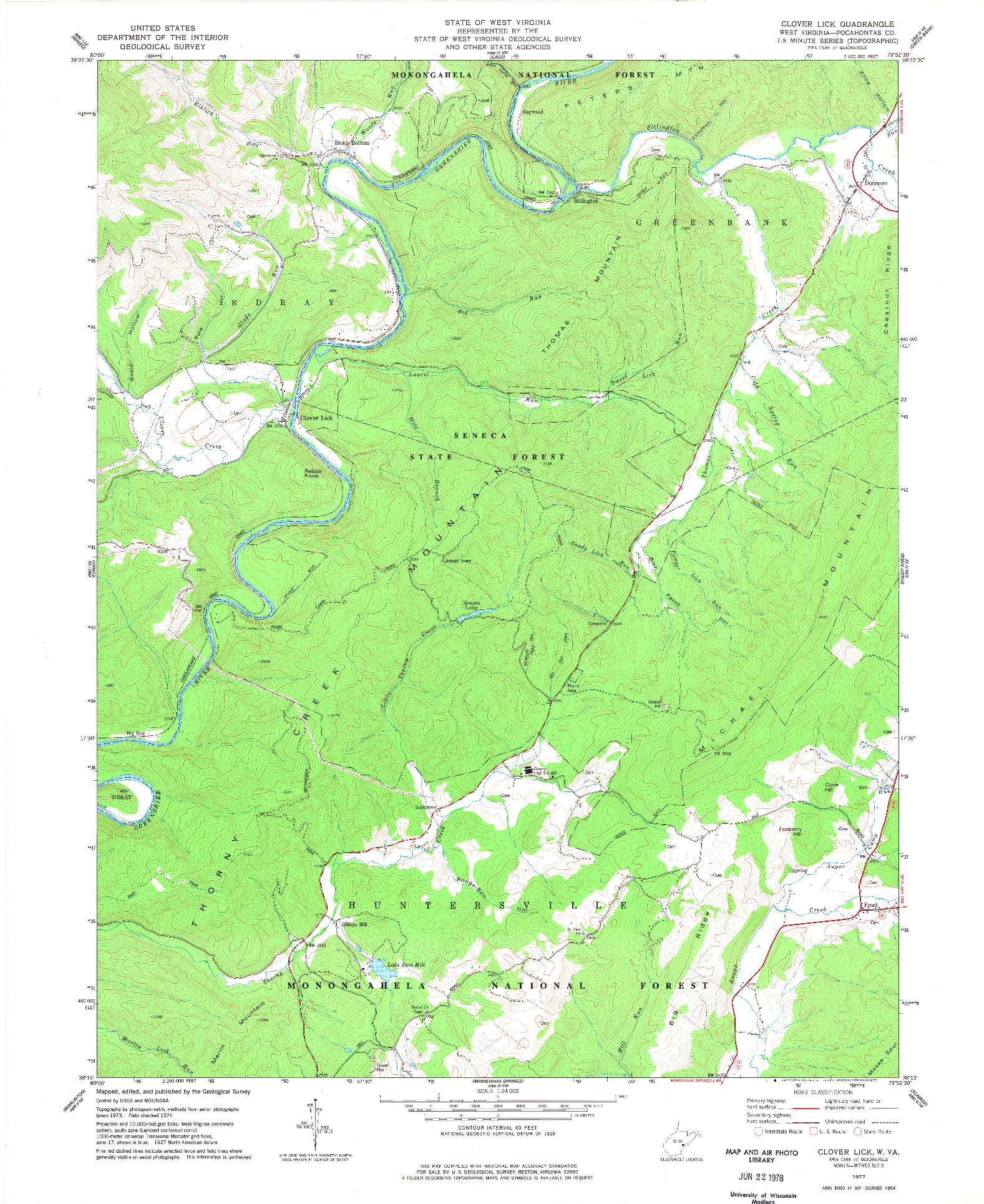 USGS 1:24000-SCALE QUADRANGLE FOR CLOVER LICK, WV 1977