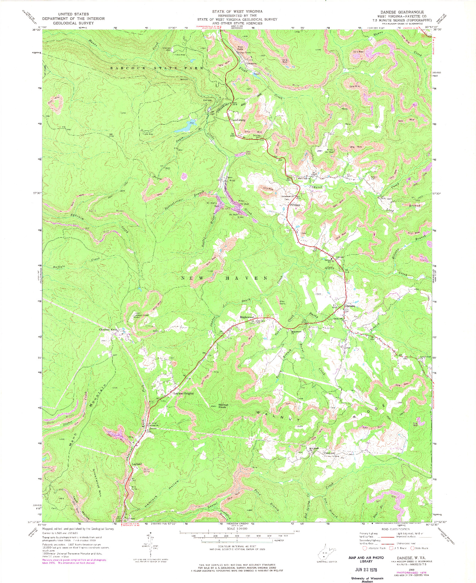 USGS 1:24000-SCALE QUADRANGLE FOR DANESE, WV 1969