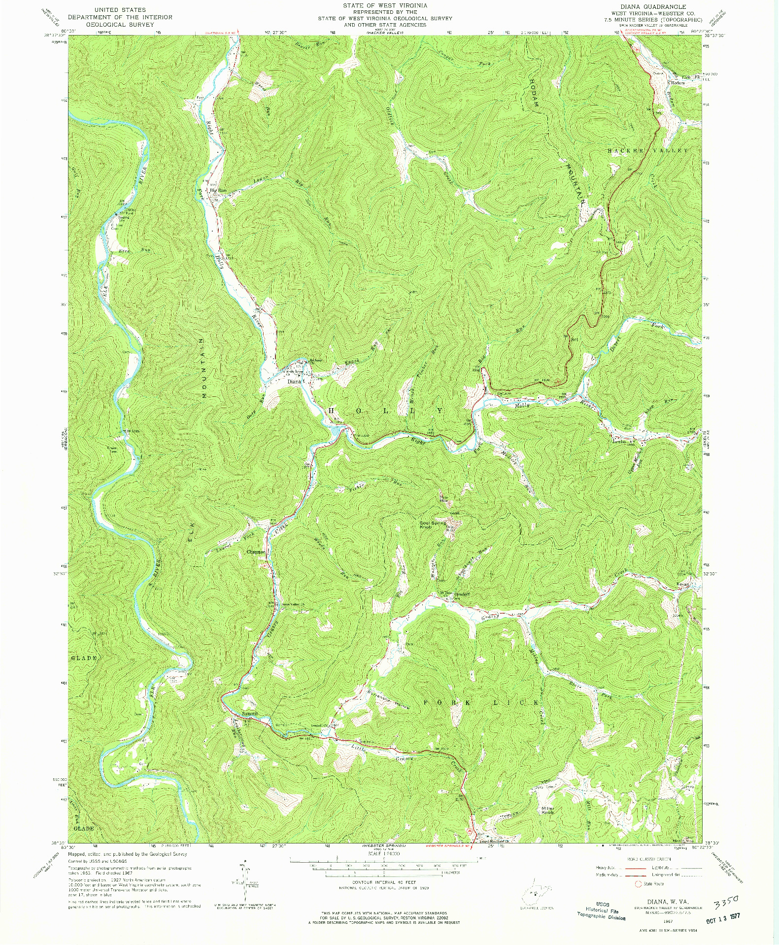 USGS 1:24000-SCALE QUADRANGLE FOR DIANA, WV 1967