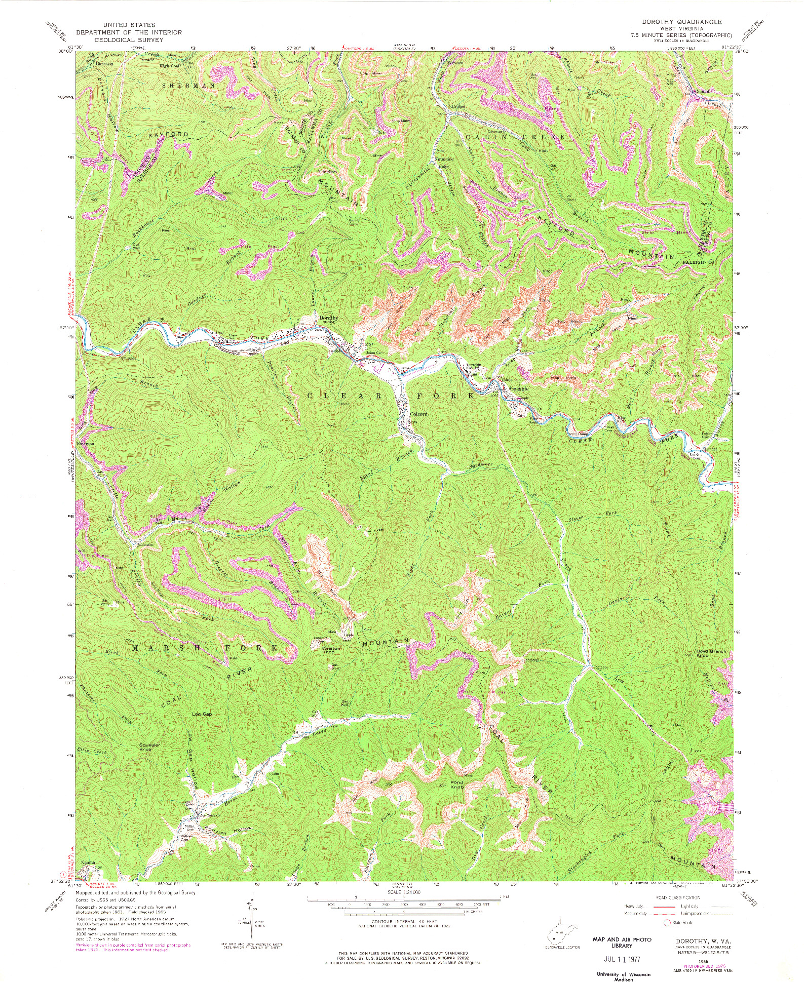 USGS 1:24000-SCALE QUADRANGLE FOR DOROTHY, WV 1965
