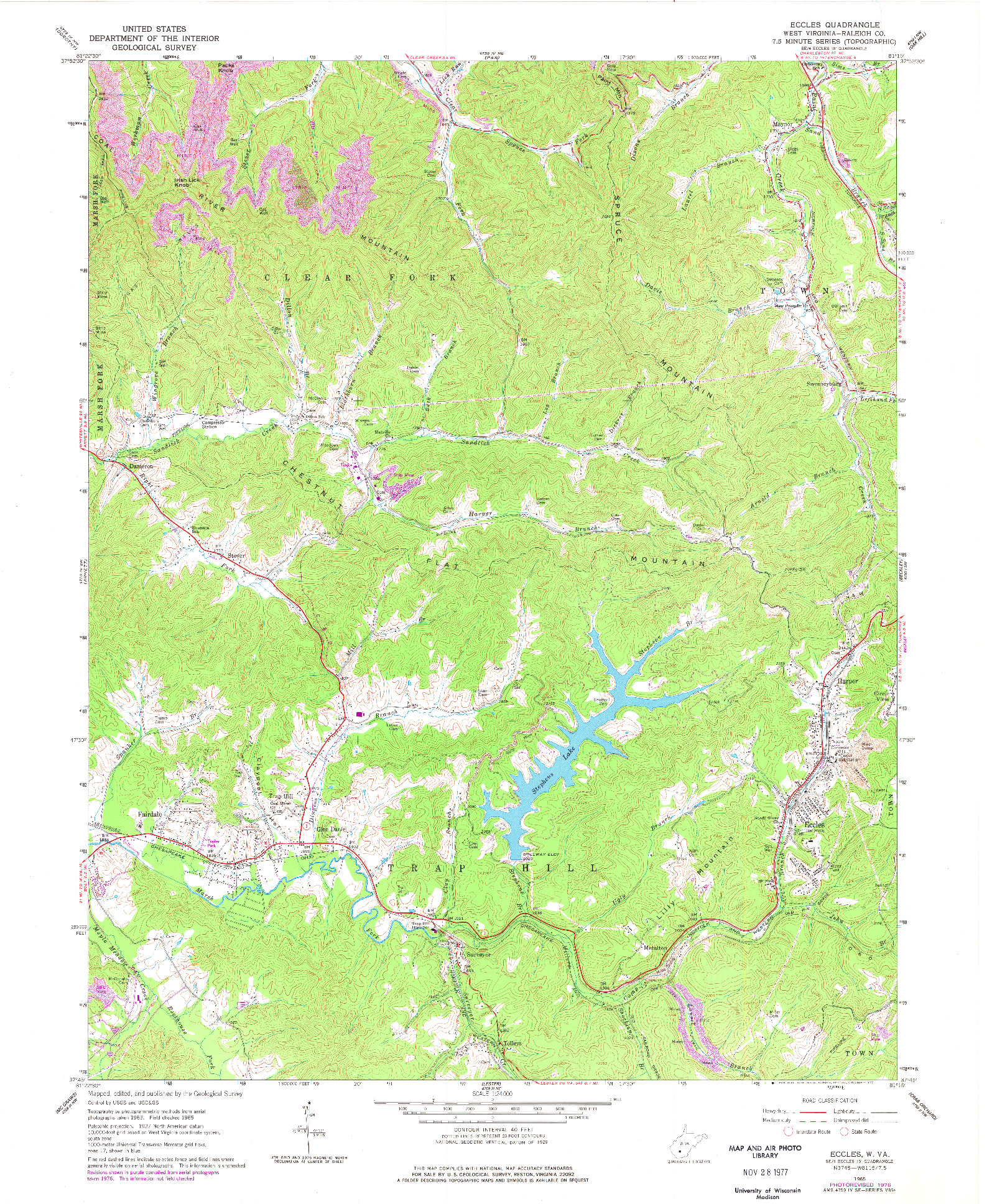 USGS 1:24000-SCALE QUADRANGLE FOR ECCLES, WV 1965