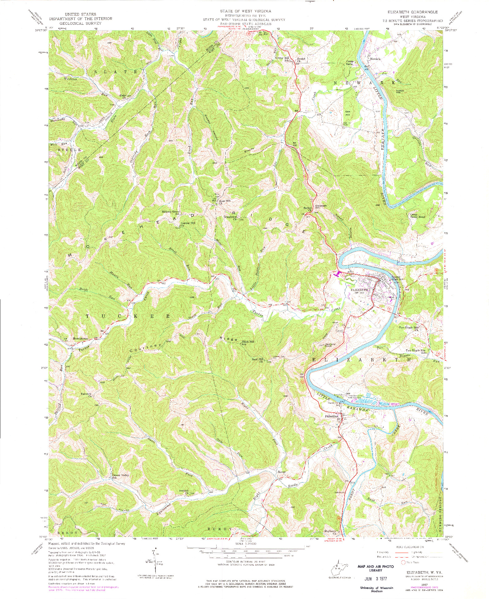 USGS 1:24000-SCALE QUADRANGLE FOR ELIZABETH, WV 1957