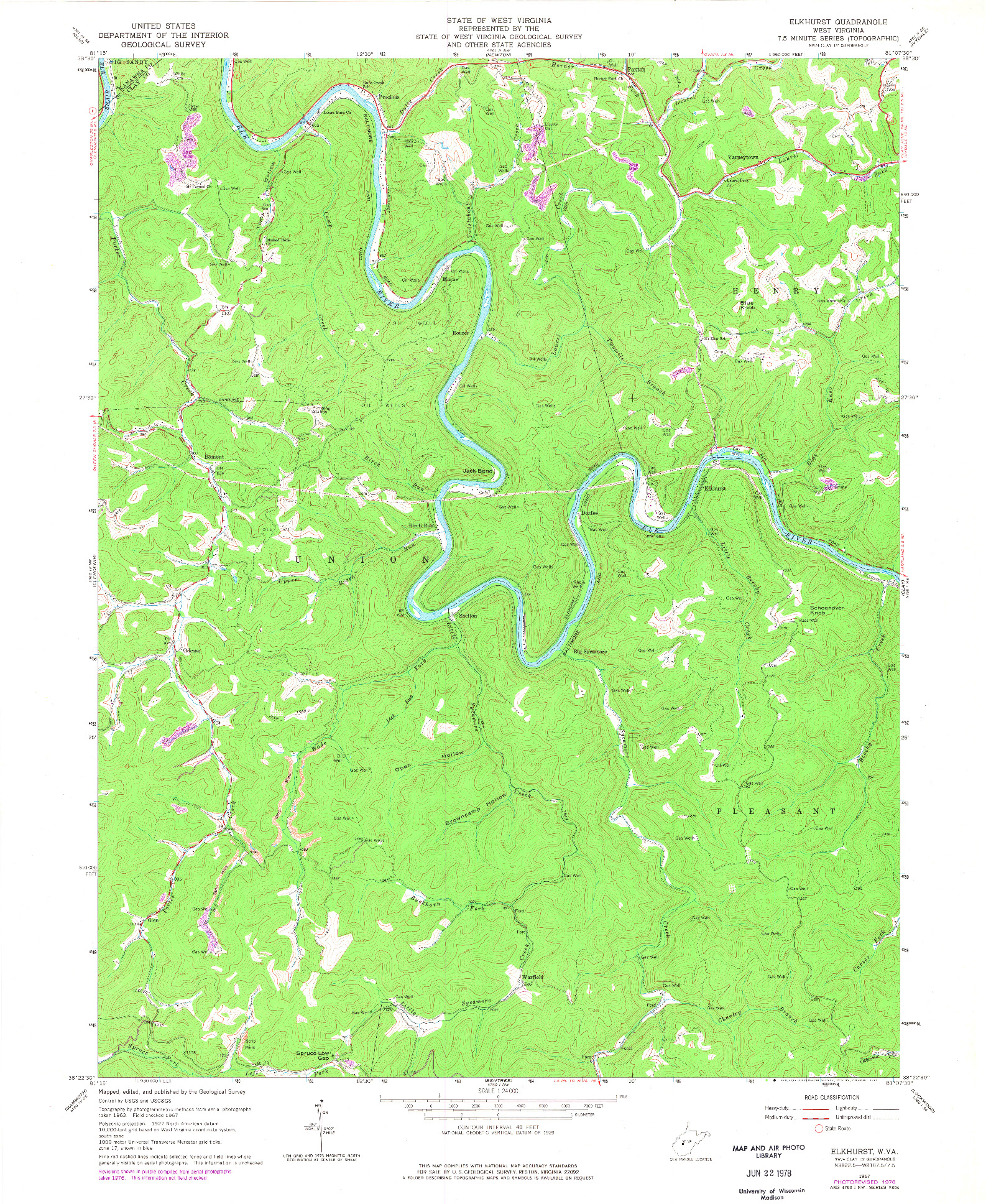 USGS 1:24000-SCALE QUADRANGLE FOR ELKHURST, WV 1967