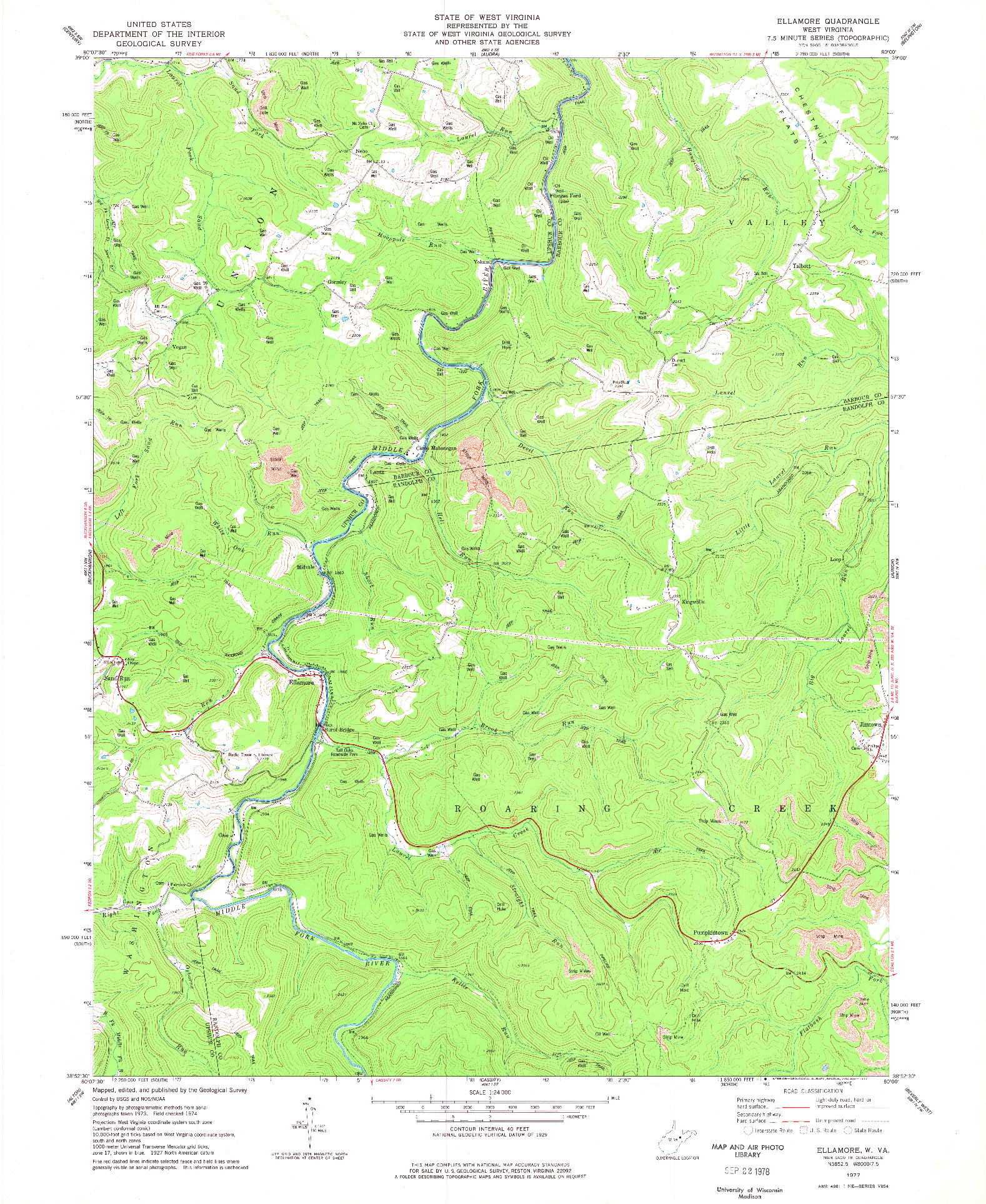 USGS 1:24000-SCALE QUADRANGLE FOR ELLAMORE, WV 1977