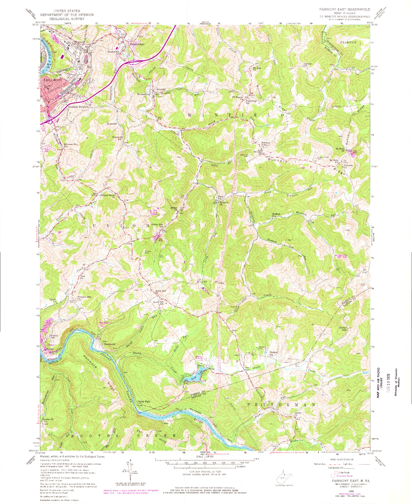 USGS 1:24000-SCALE QUADRANGLE FOR FAIRMONT EAST, WV 1958