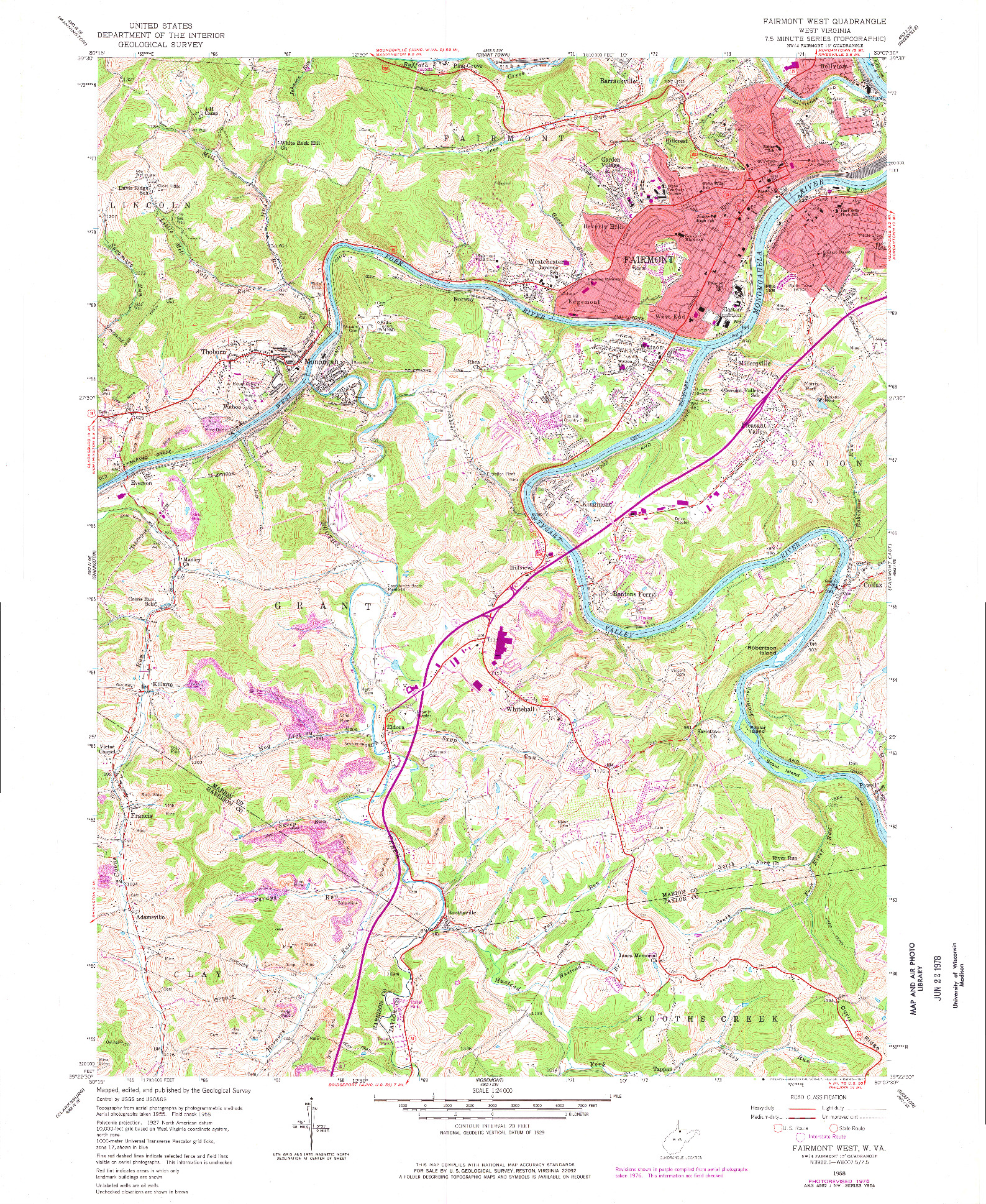 USGS 1:24000-SCALE QUADRANGLE FOR FAIRMONT WEST, WV 1958