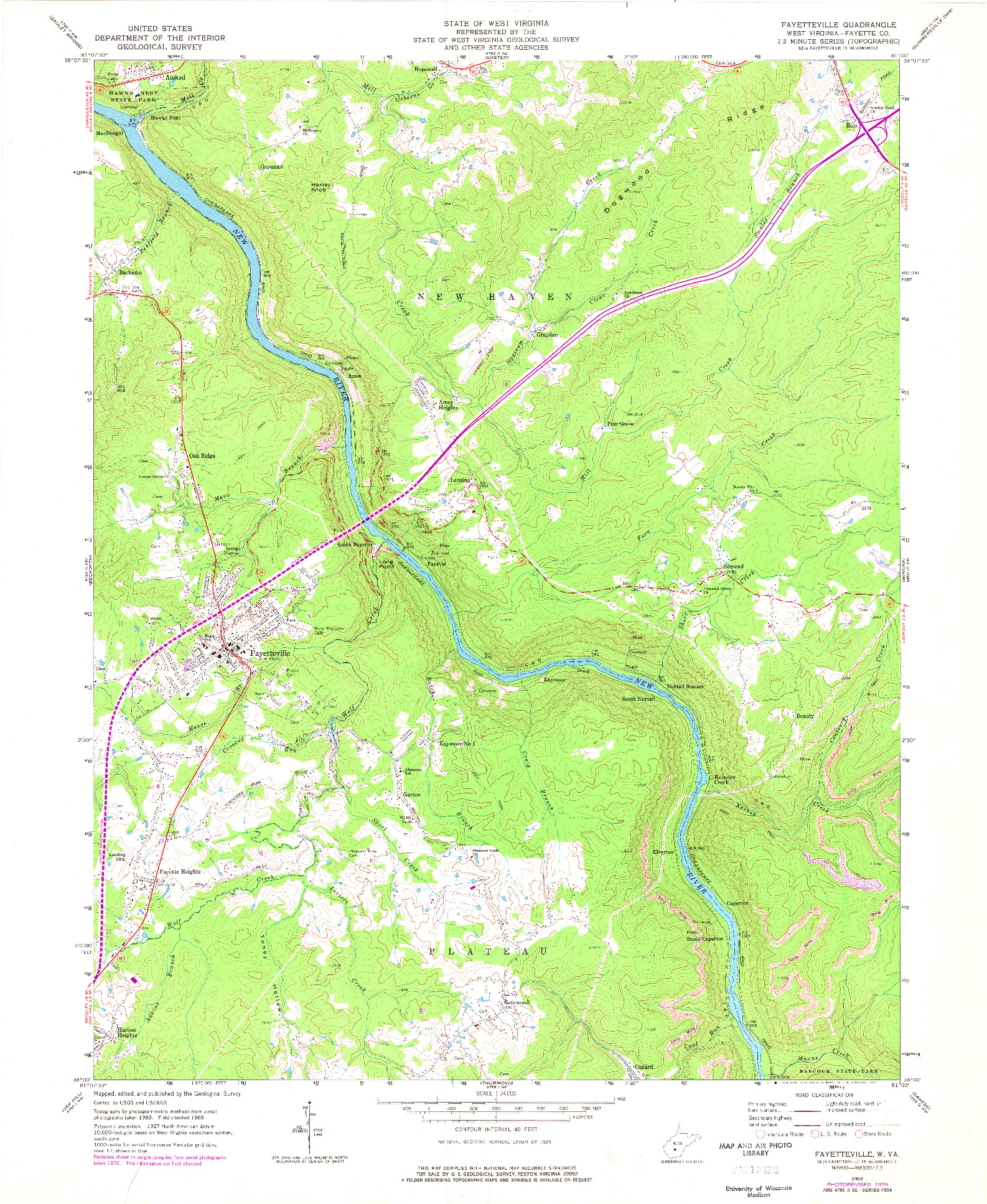 USGS 1:24000-SCALE QUADRANGLE FOR FAYETTEVILLE, WV 1969