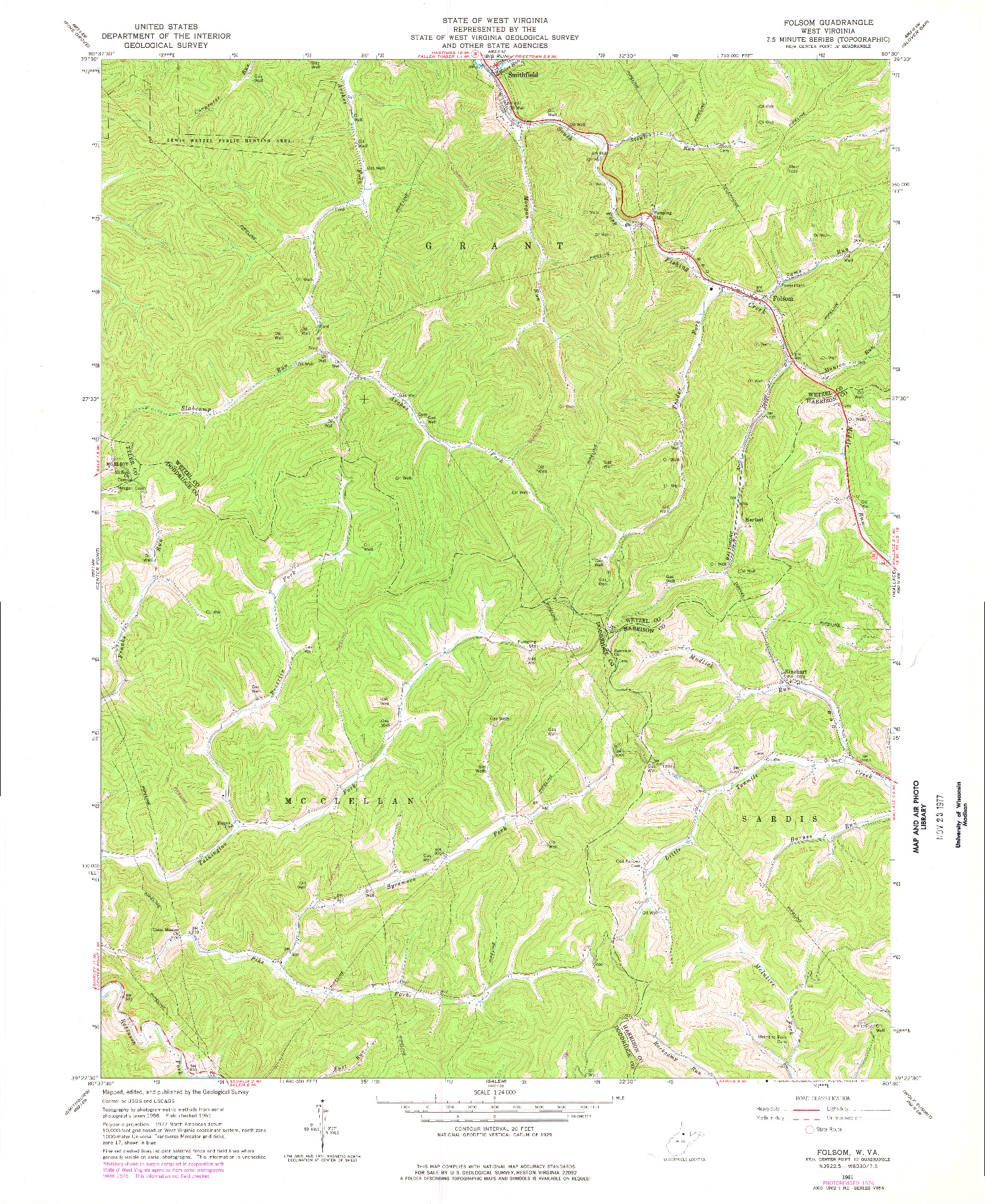 USGS 1:24000-SCALE QUADRANGLE FOR FOLSOM, WV 1961