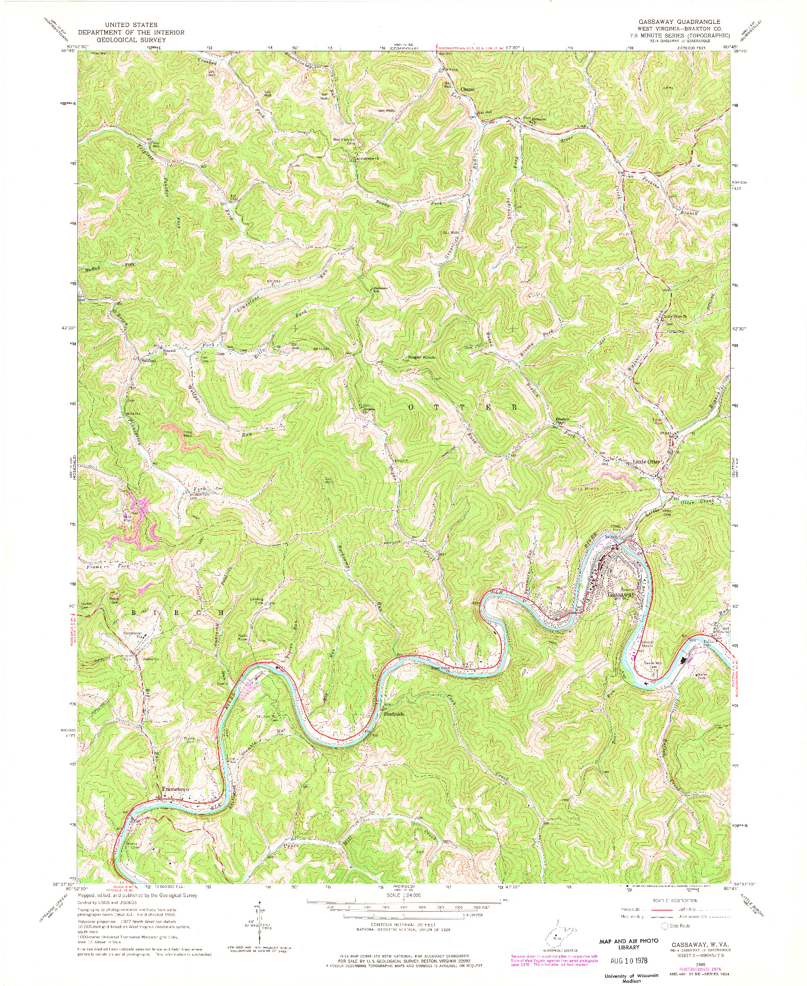 USGS 1:24000-SCALE QUADRANGLE FOR GASSAWAY, WV 1965