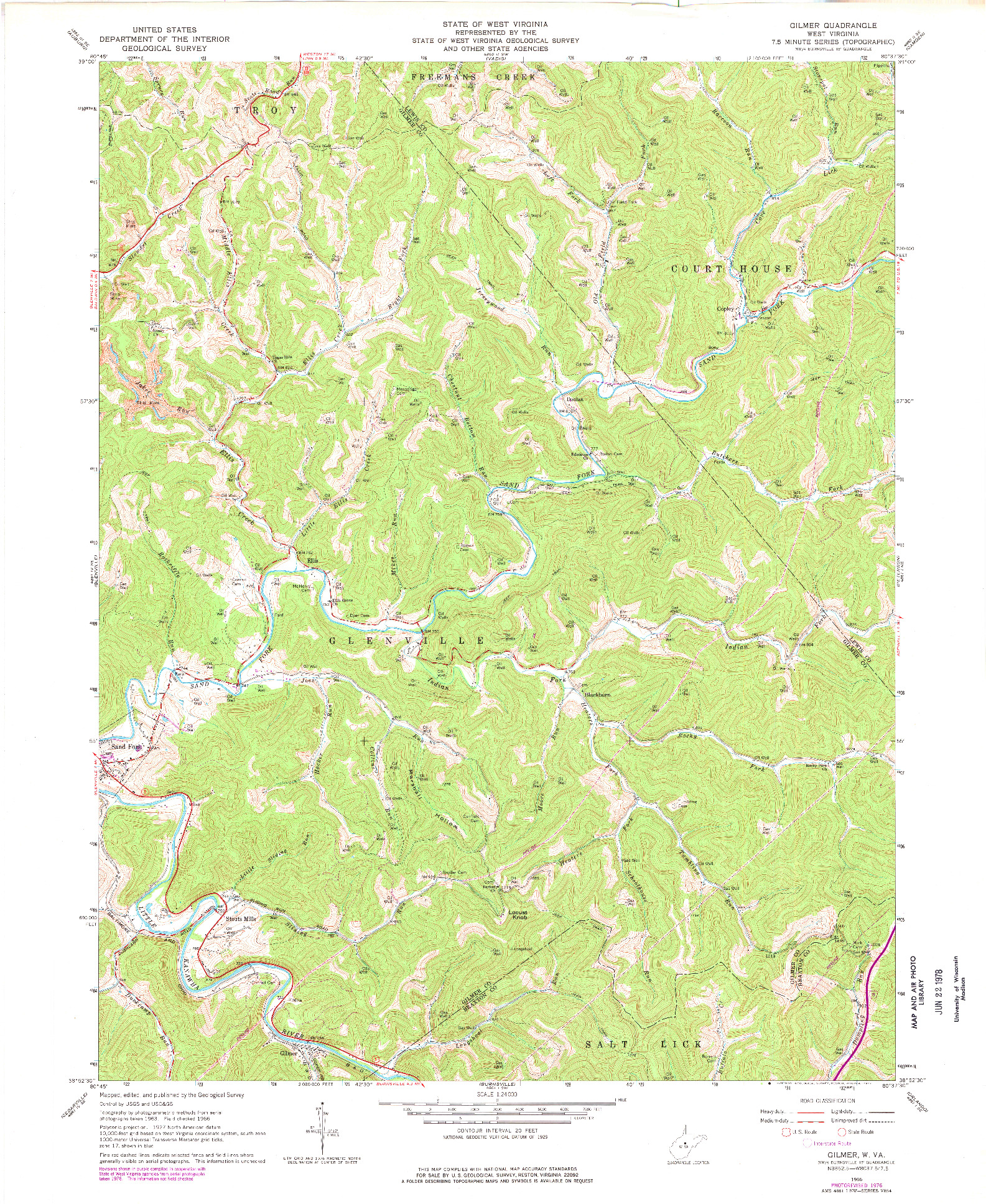 USGS 1:24000-SCALE QUADRANGLE FOR GILMER, WV 1966