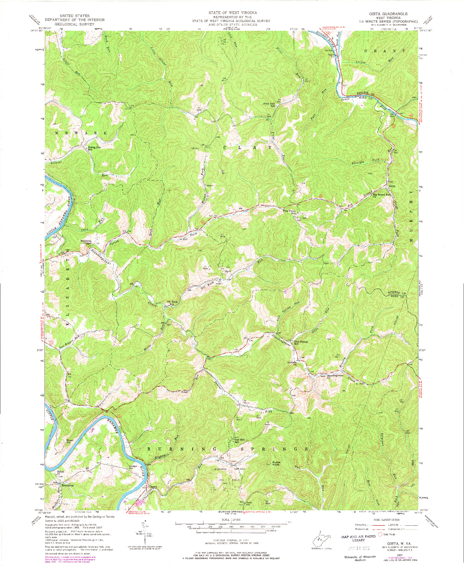 USGS 1:24000-SCALE QUADRANGLE FOR GIRTA, WV 1957