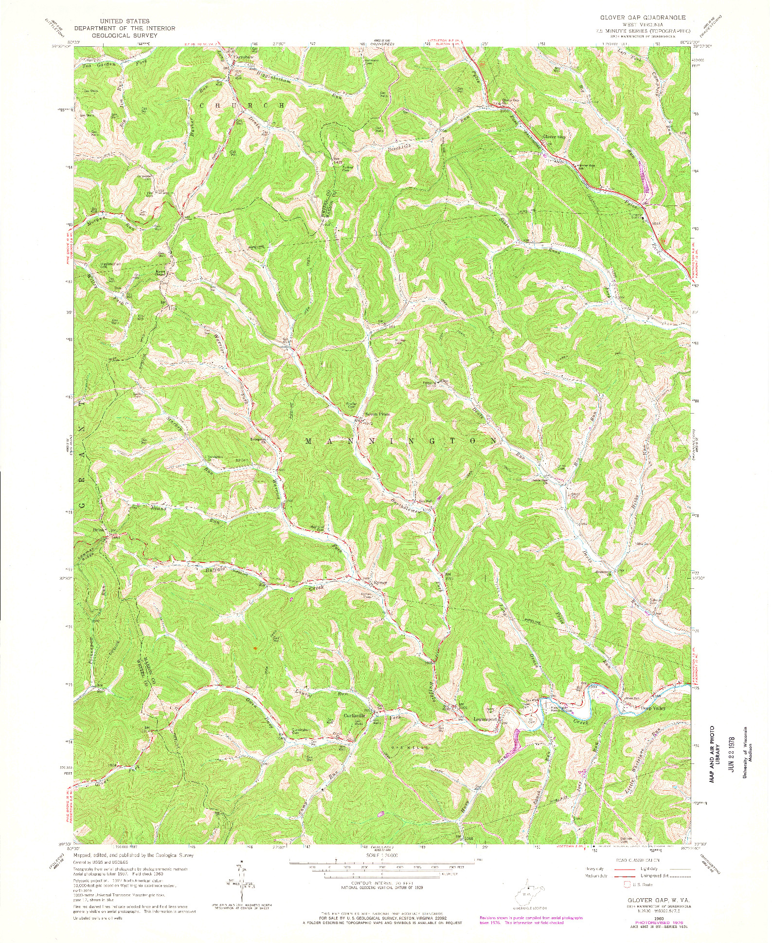 USGS 1:24000-SCALE QUADRANGLE FOR GLOVER GAP, WV 1960