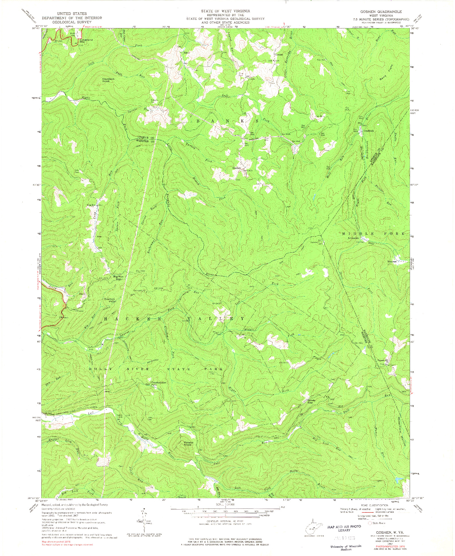 USGS 1:24000-SCALE QUADRANGLE FOR GOSHEN, WV 1967