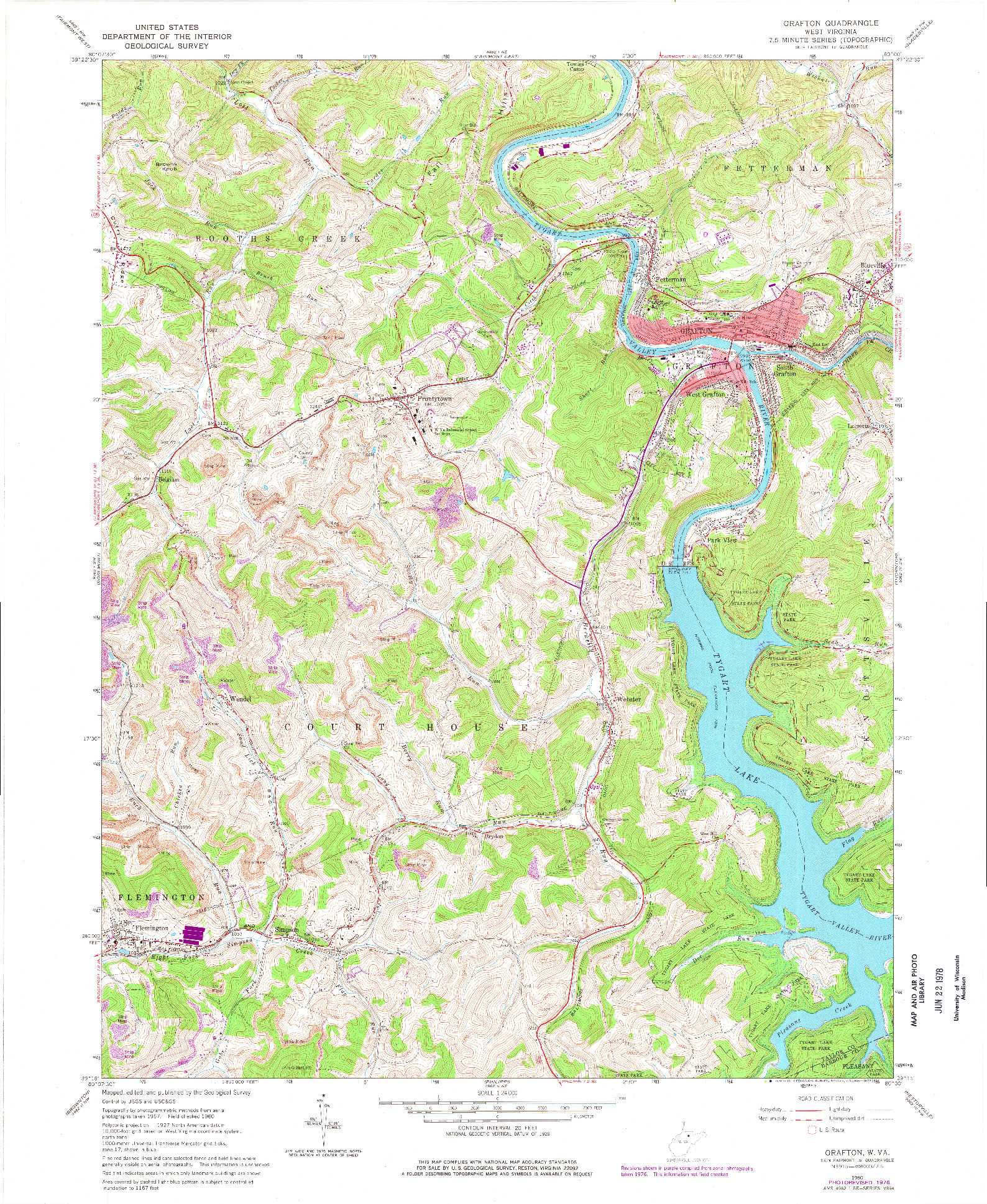 USGS 1:24000-SCALE QUADRANGLE FOR GRAFTON, WV 1960