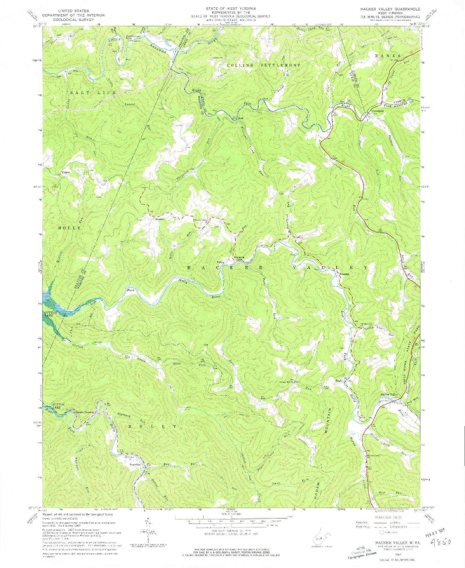 USGS 1:24000-SCALE QUADRANGLE FOR HACKER VALLEY, WV 1967