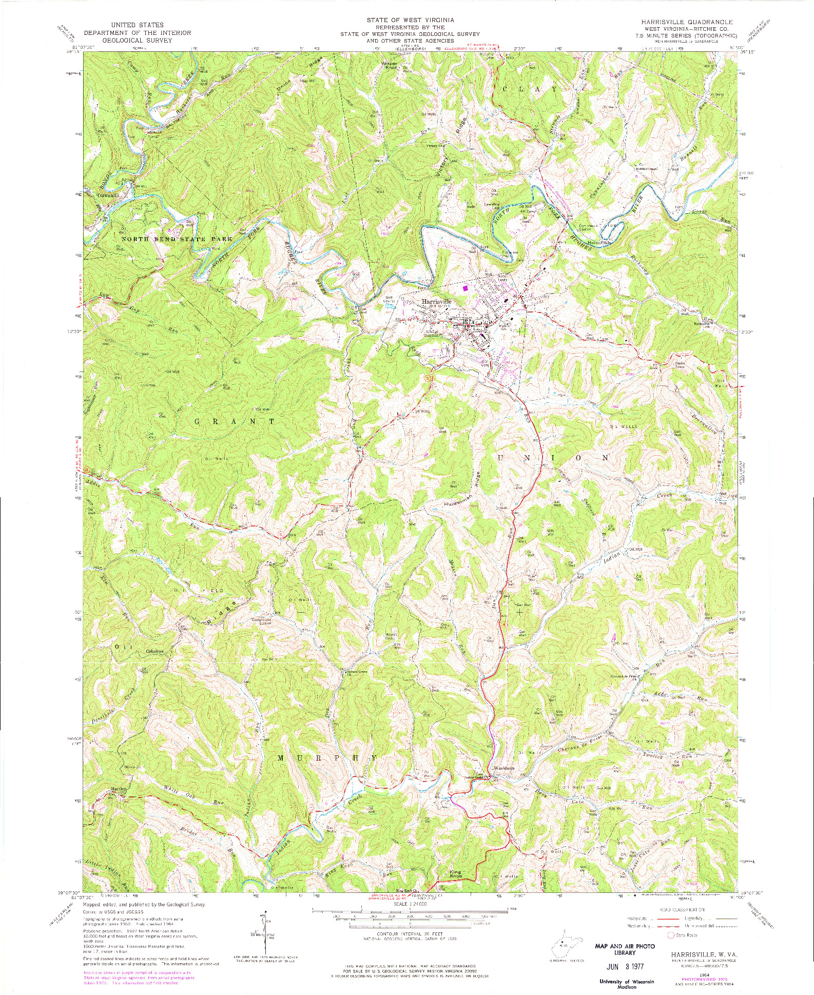 USGS 1:24000-SCALE QUADRANGLE FOR HARRISVILLE, WV 1964