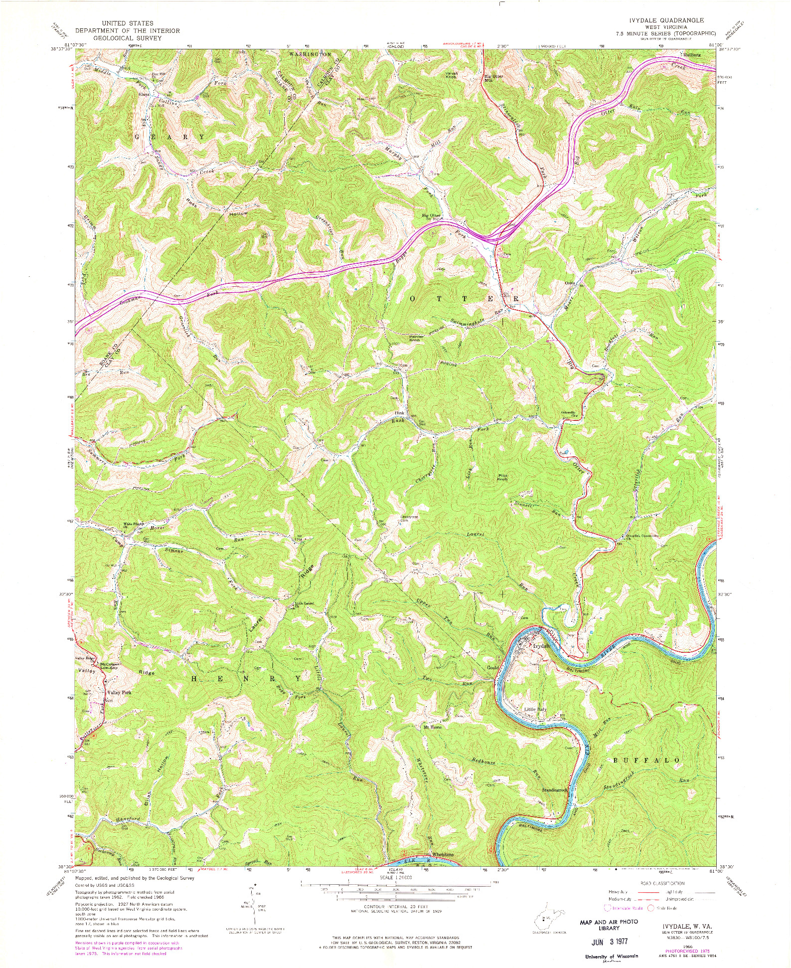 USGS 1:24000-SCALE QUADRANGLE FOR IVYDALE, WV 1966