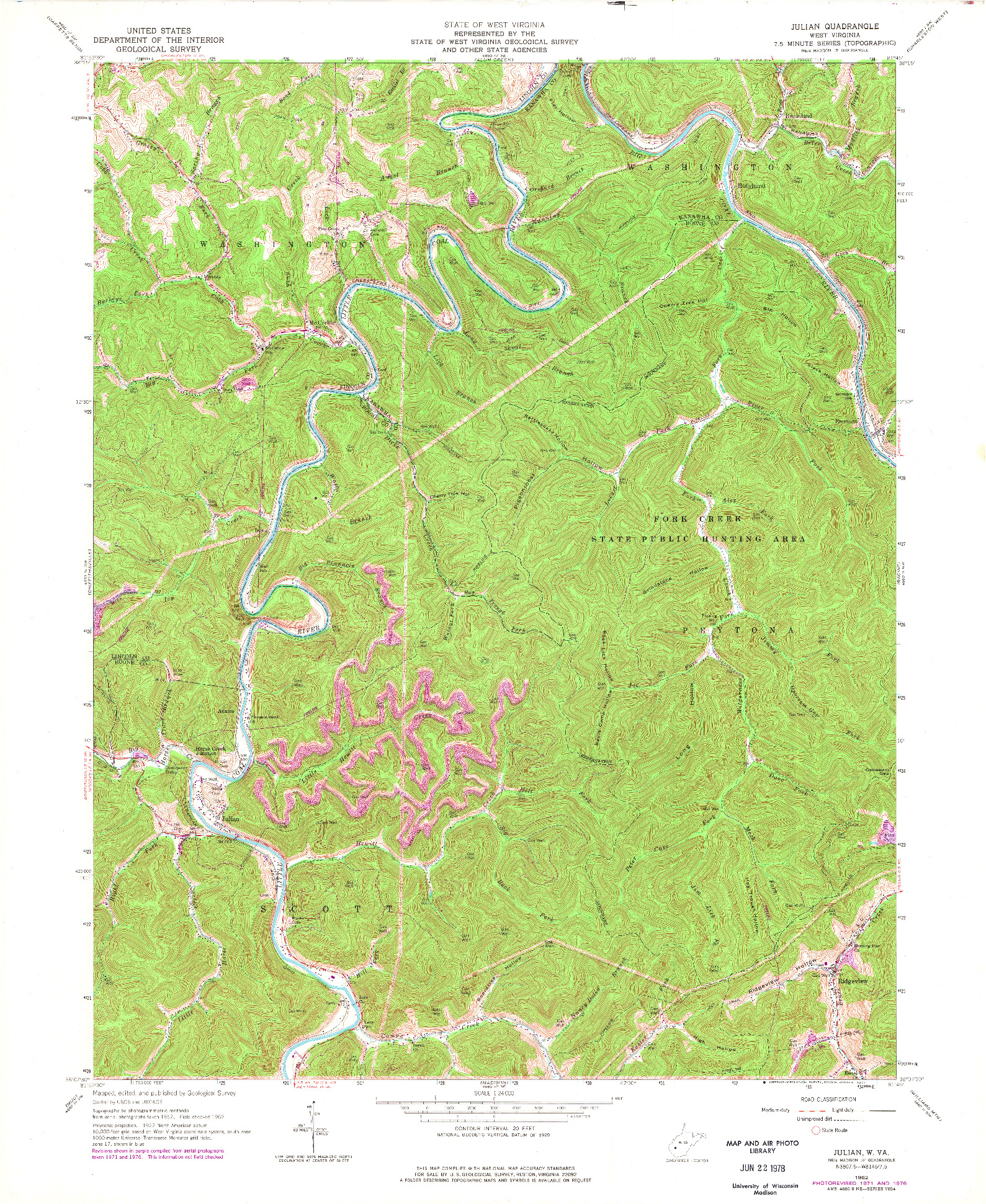 USGS 1:24000-SCALE QUADRANGLE FOR JULIAN, WV 1962