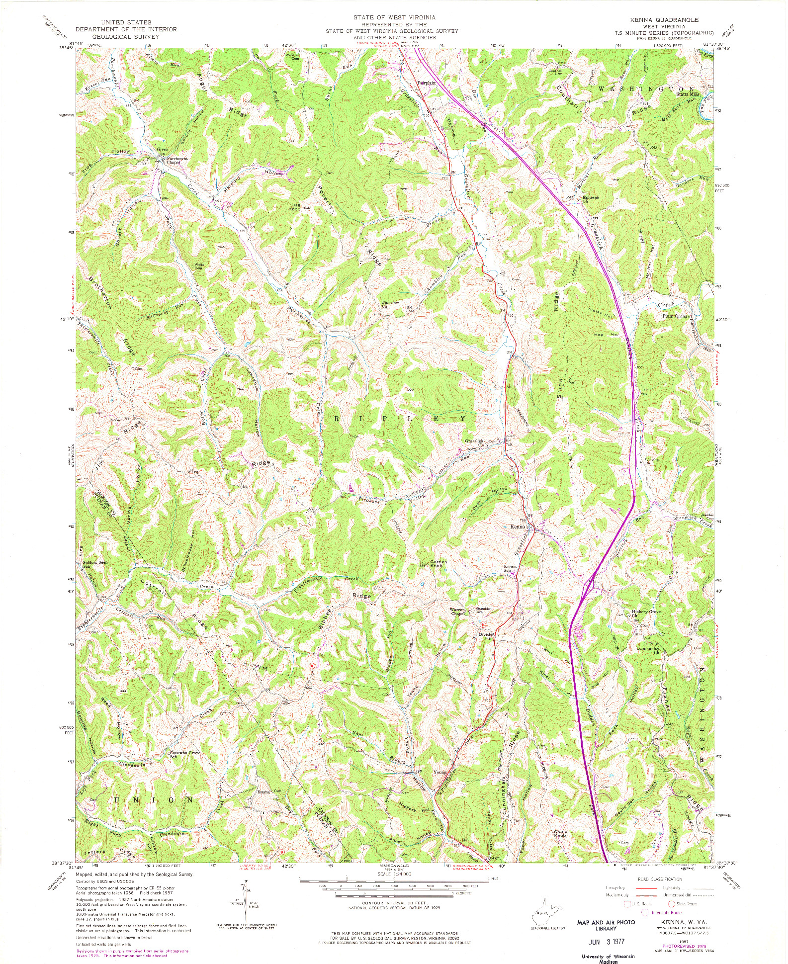 USGS 1:24000-SCALE QUADRANGLE FOR KENNA, WV 1957