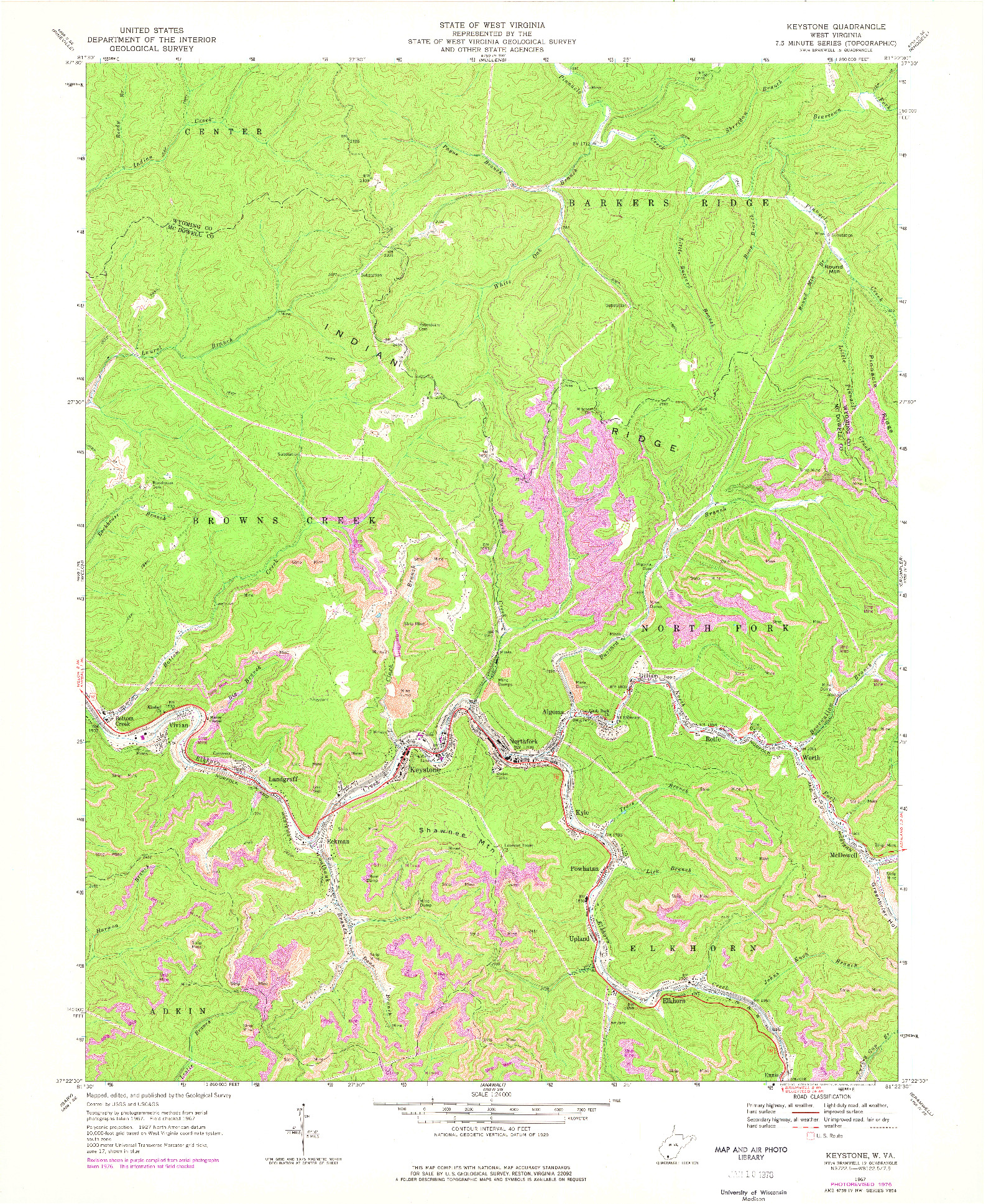 USGS 1:24000-SCALE QUADRANGLE FOR KEYSTONE, WV 1967