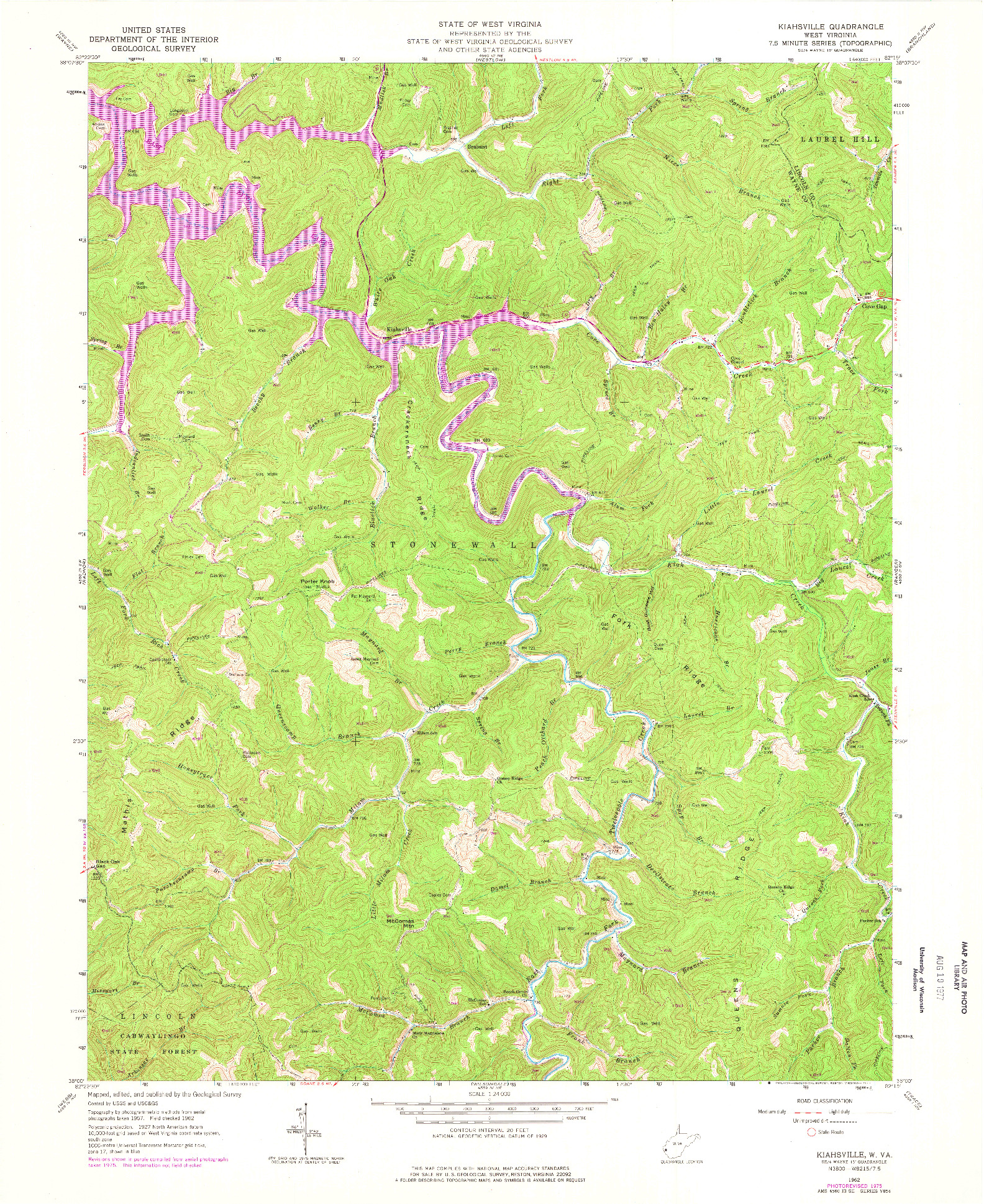 USGS 1:24000-SCALE QUADRANGLE FOR KIAHSVILLE, WV 1962