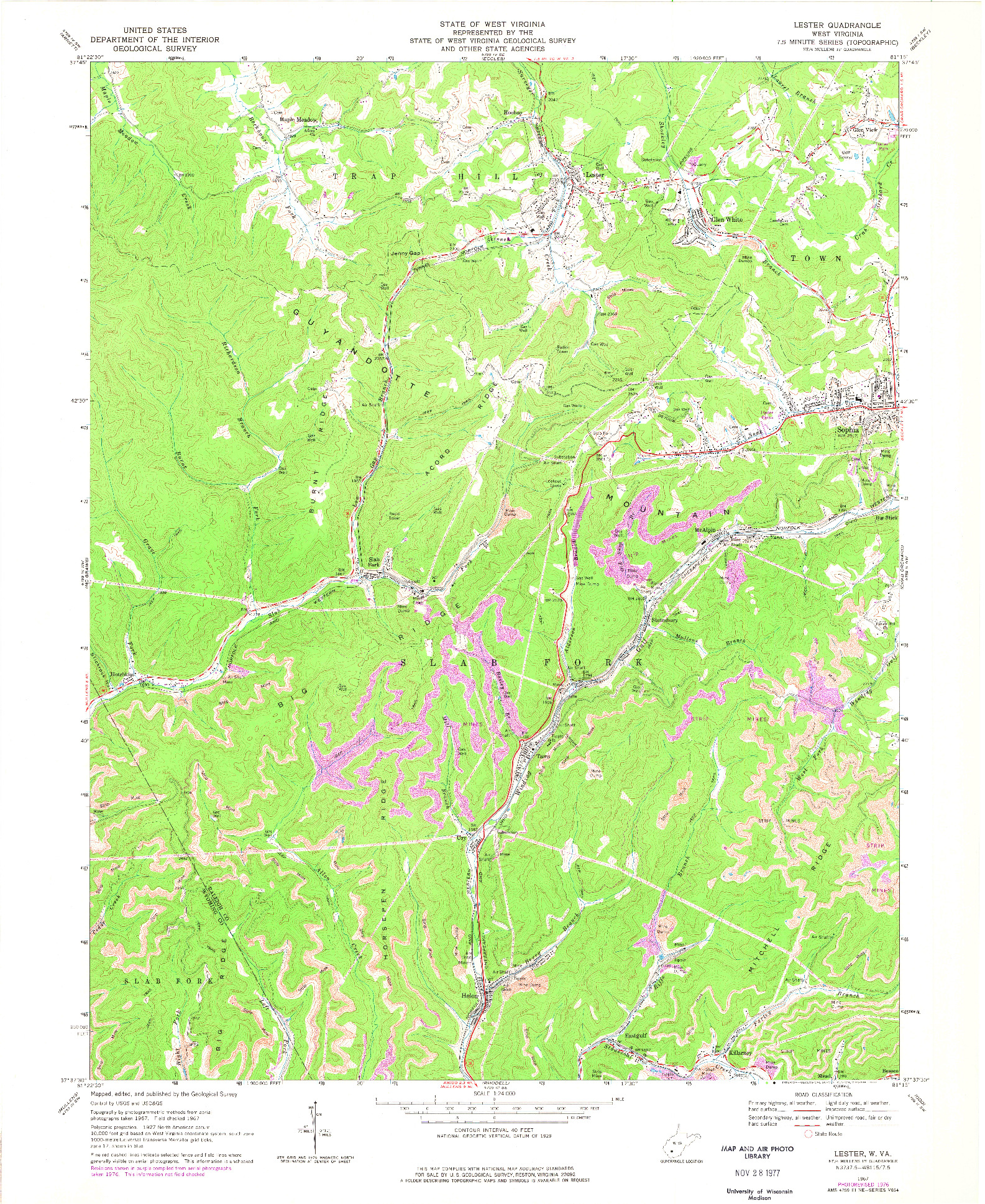 USGS 1:24000-SCALE QUADRANGLE FOR LESTER, WV 1967