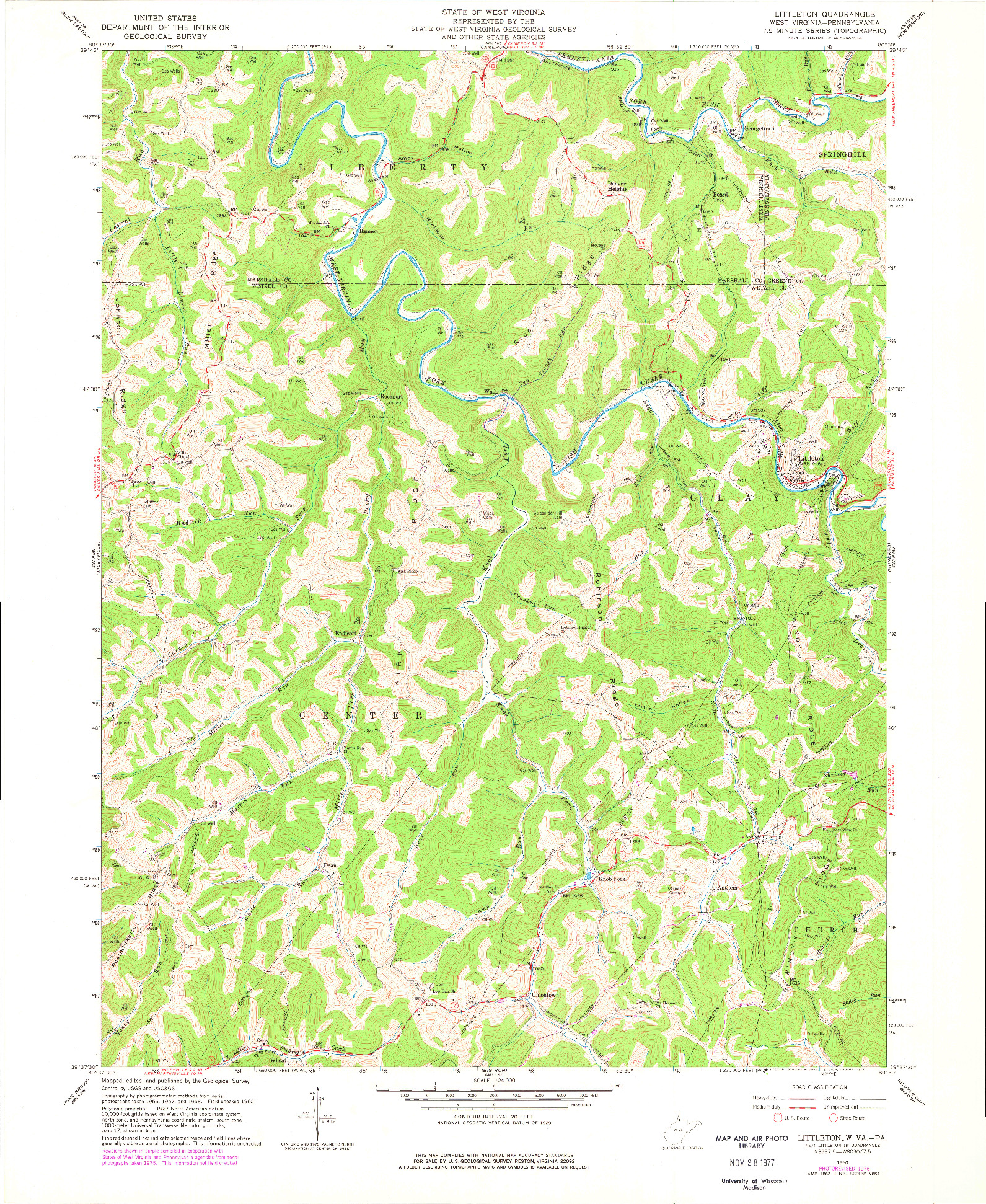 USGS 1:24000-SCALE QUADRANGLE FOR LITTLETON, WV 1960