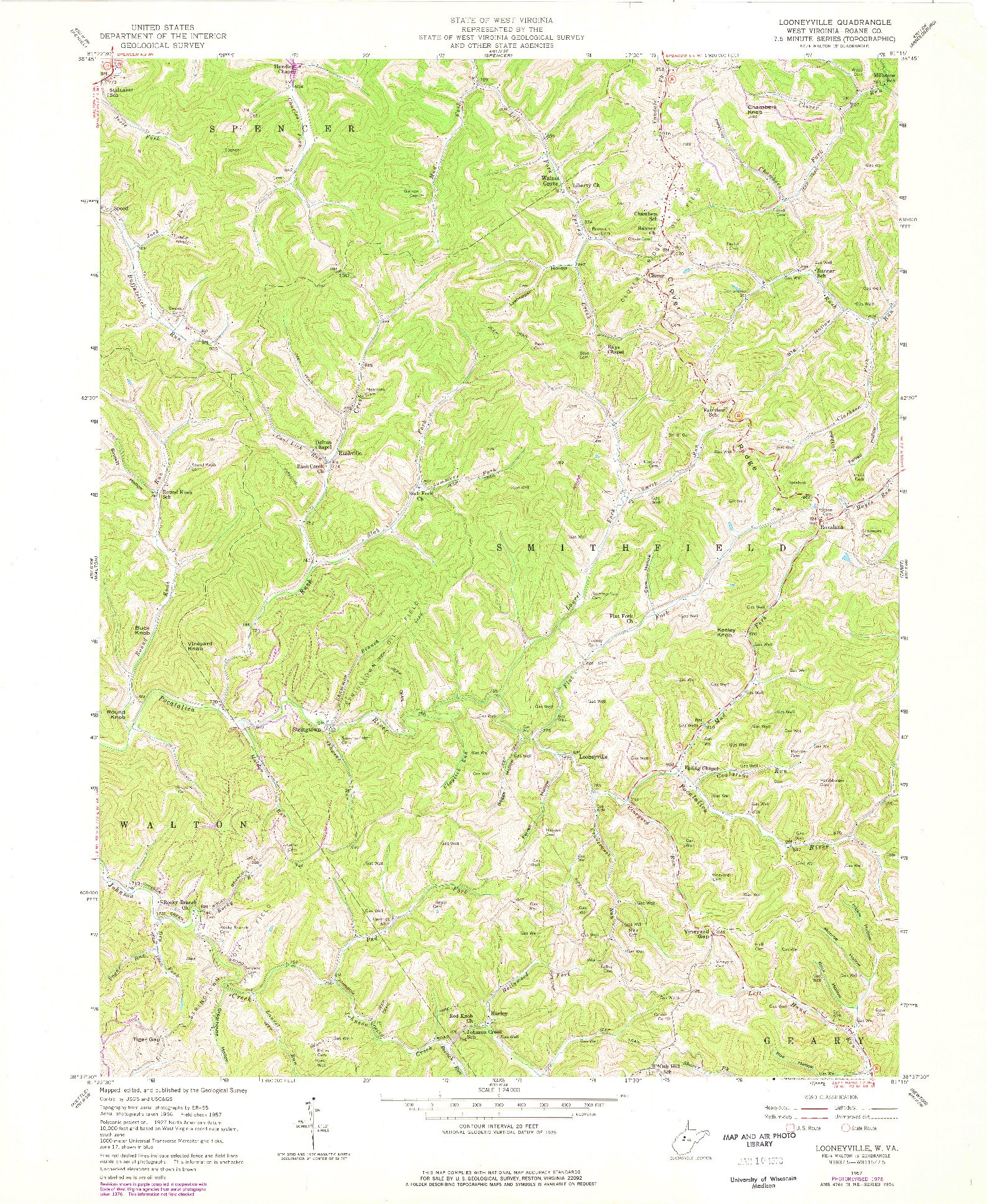USGS 1:24000-SCALE QUADRANGLE FOR LOONEYVILLE, WV 1957