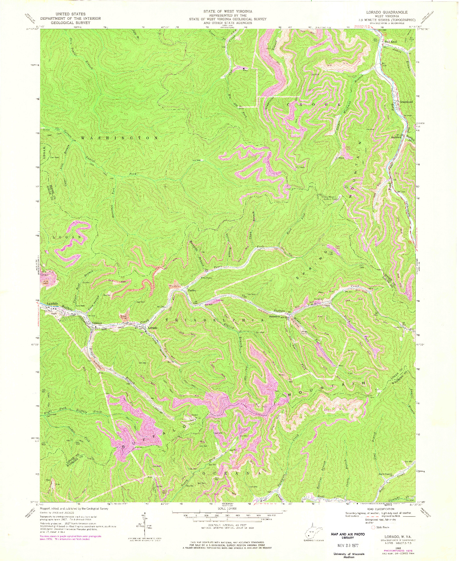 USGS 1:24000-SCALE QUADRANGLE FOR LORADO, WV 1968