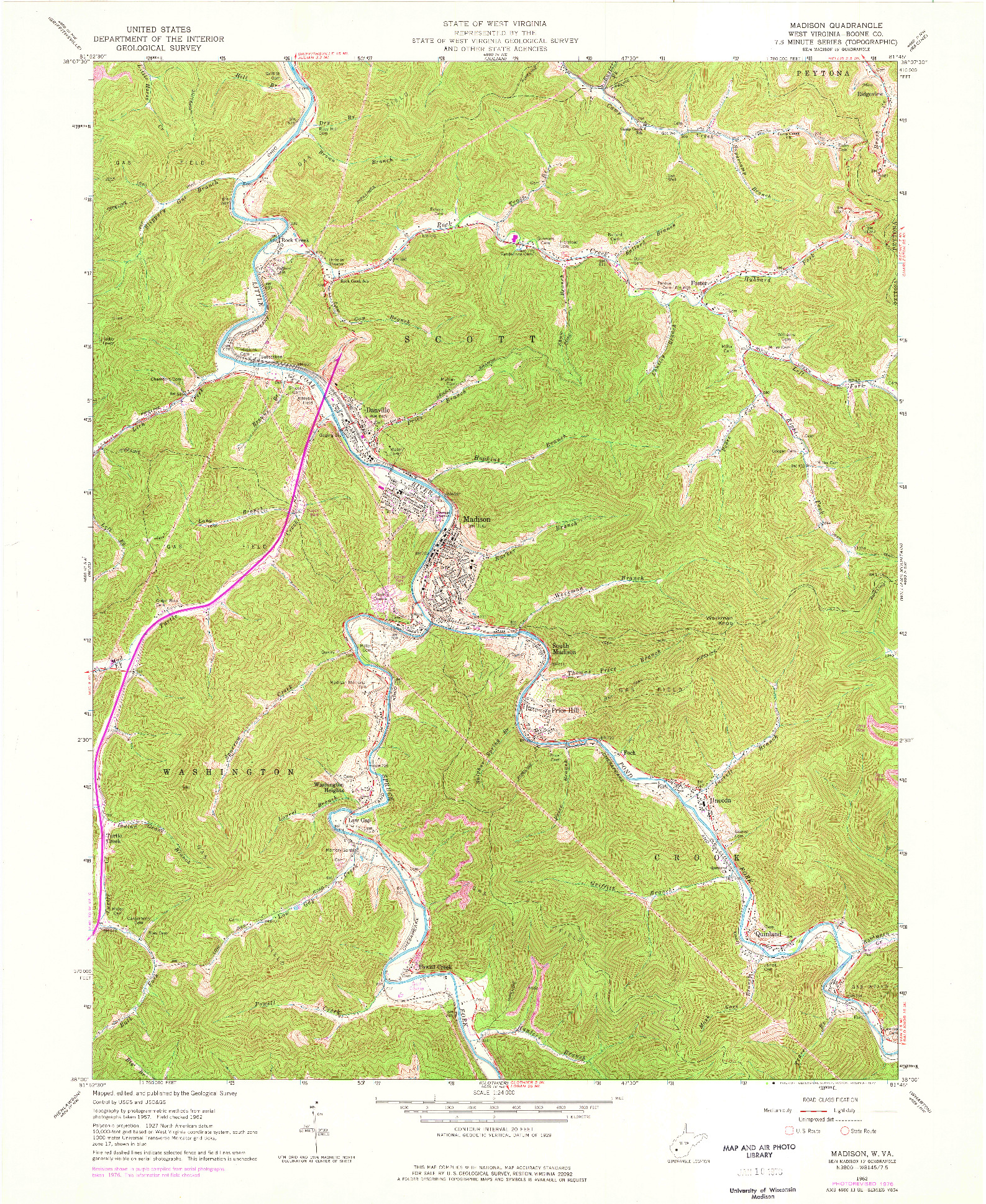 USGS 1:24000-SCALE QUADRANGLE FOR MADISON, WV 1962