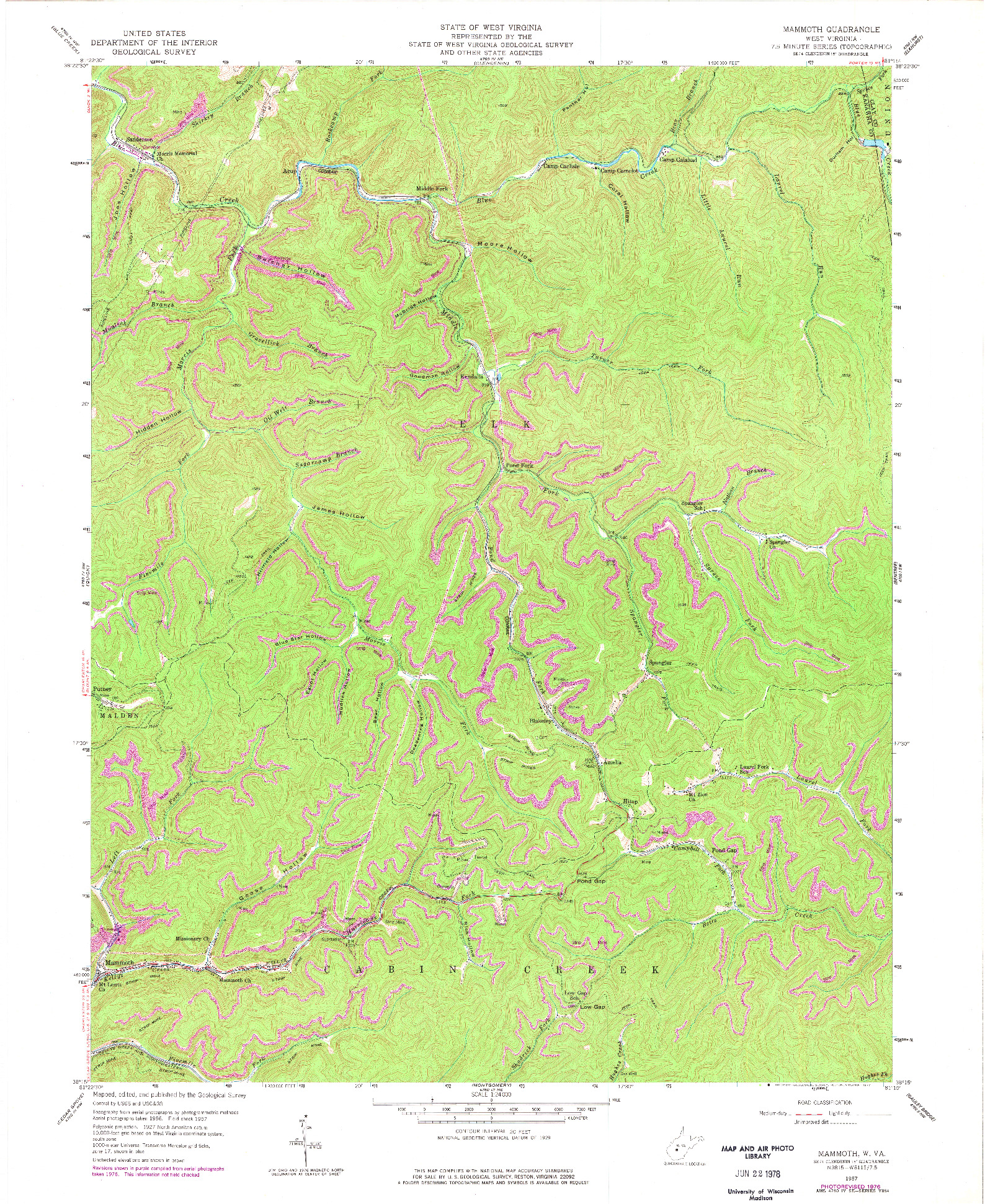 USGS 1:24000-SCALE QUADRANGLE FOR MAMMOTH, WV 1957