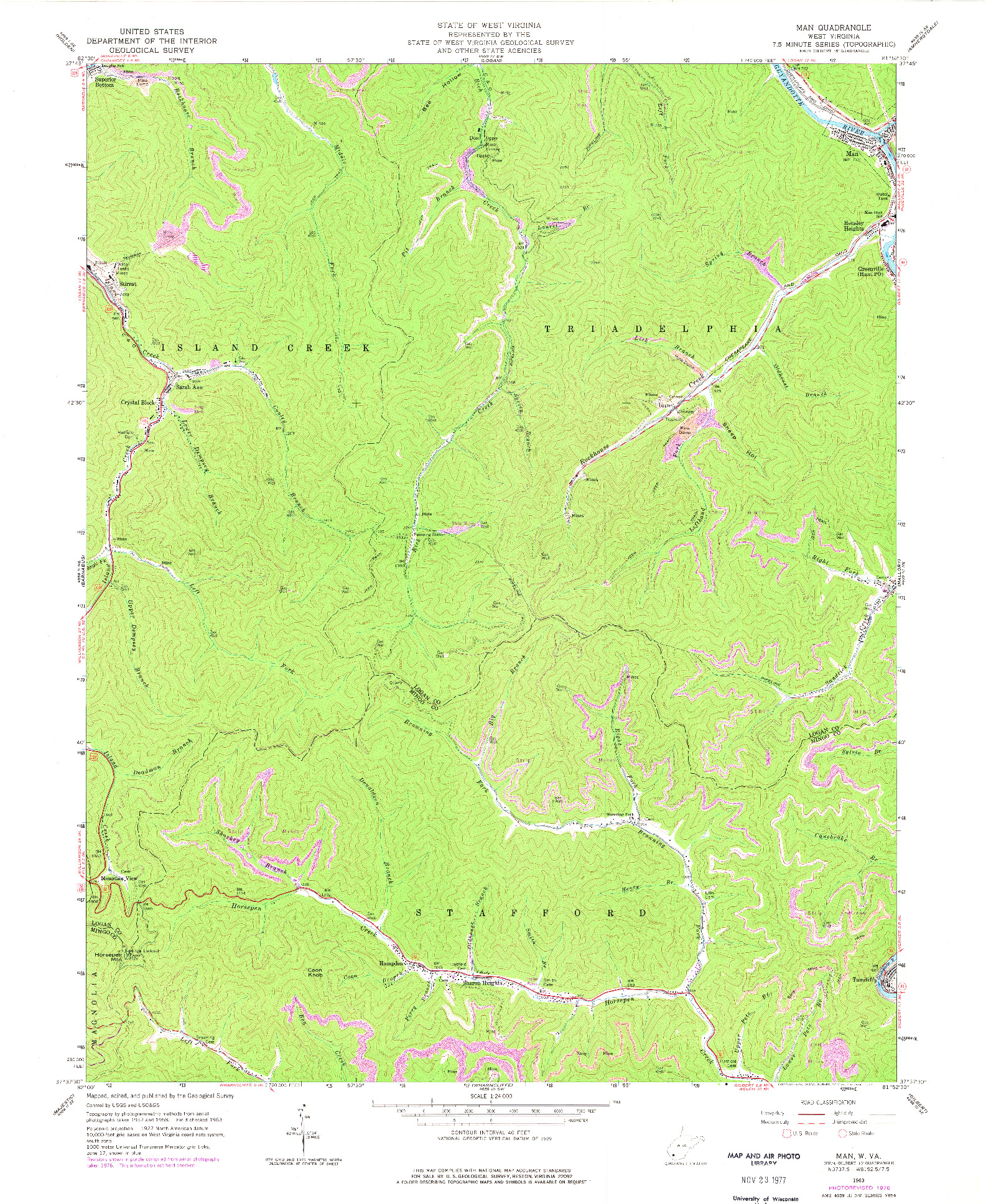 USGS 1:24000-SCALE QUADRANGLE FOR MAN, WV 1963