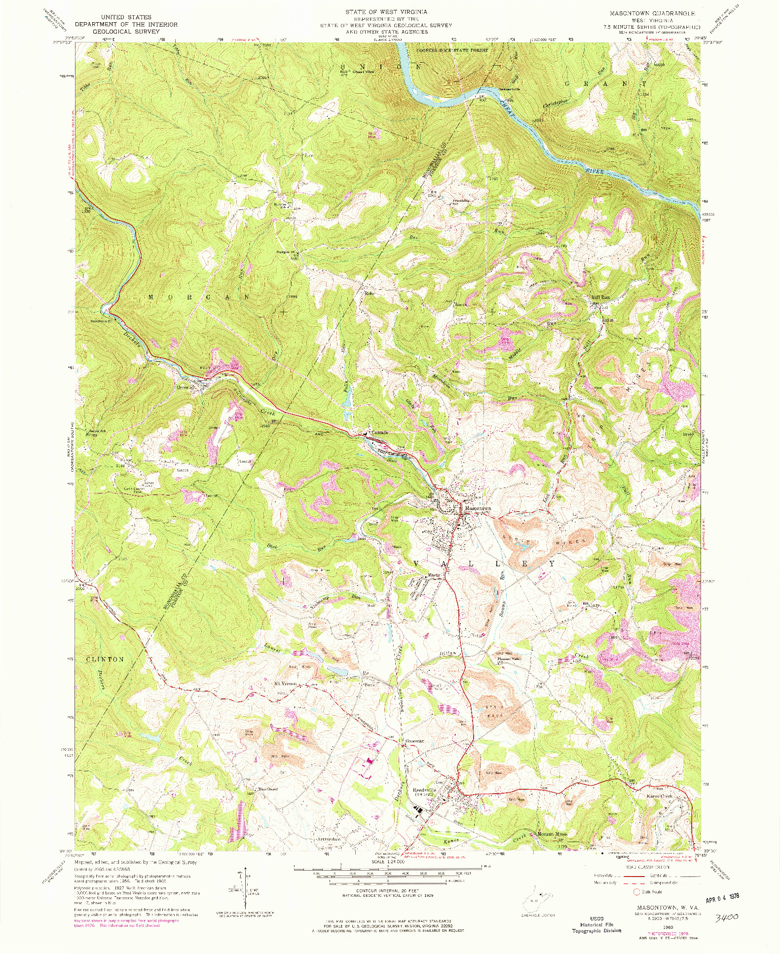 USGS 1:24000-SCALE QUADRANGLE FOR MASONTOWN, WV 1960