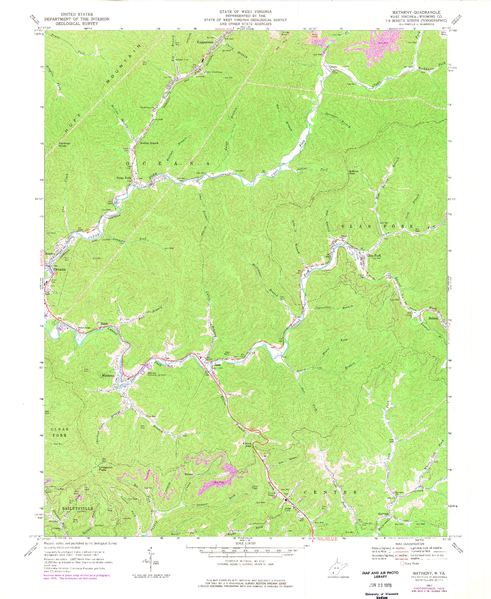USGS 1:24000-SCALE QUADRANGLE FOR MATHENY, WV 1967