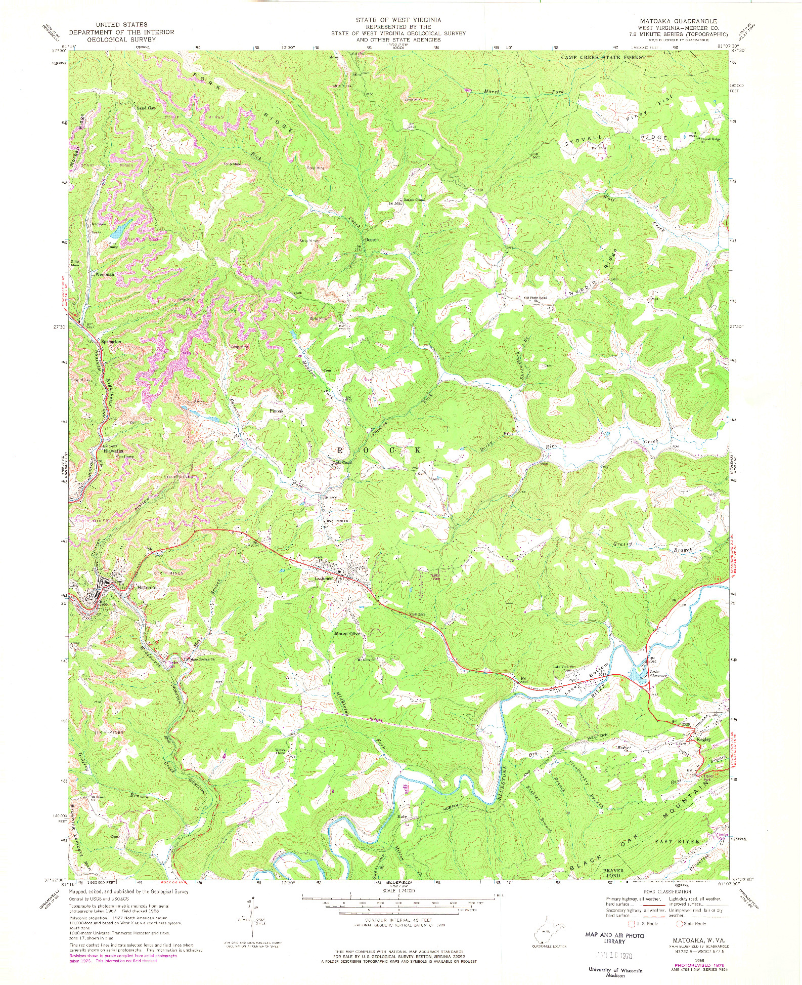 USGS 1:24000-SCALE QUADRANGLE FOR MATOAKA, WV 1968