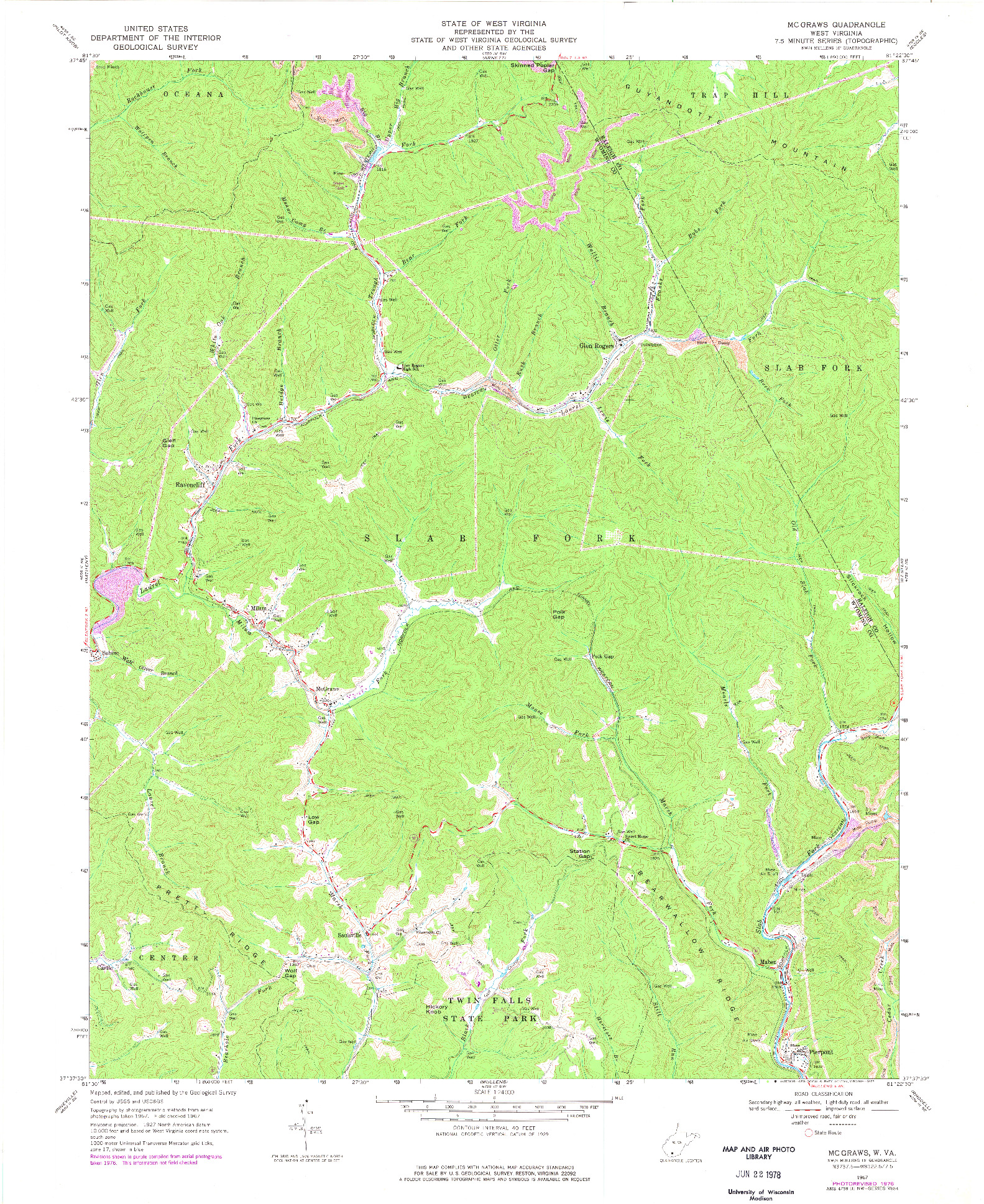 USGS 1:24000-SCALE QUADRANGLE FOR MC GRAWS, WV 1967