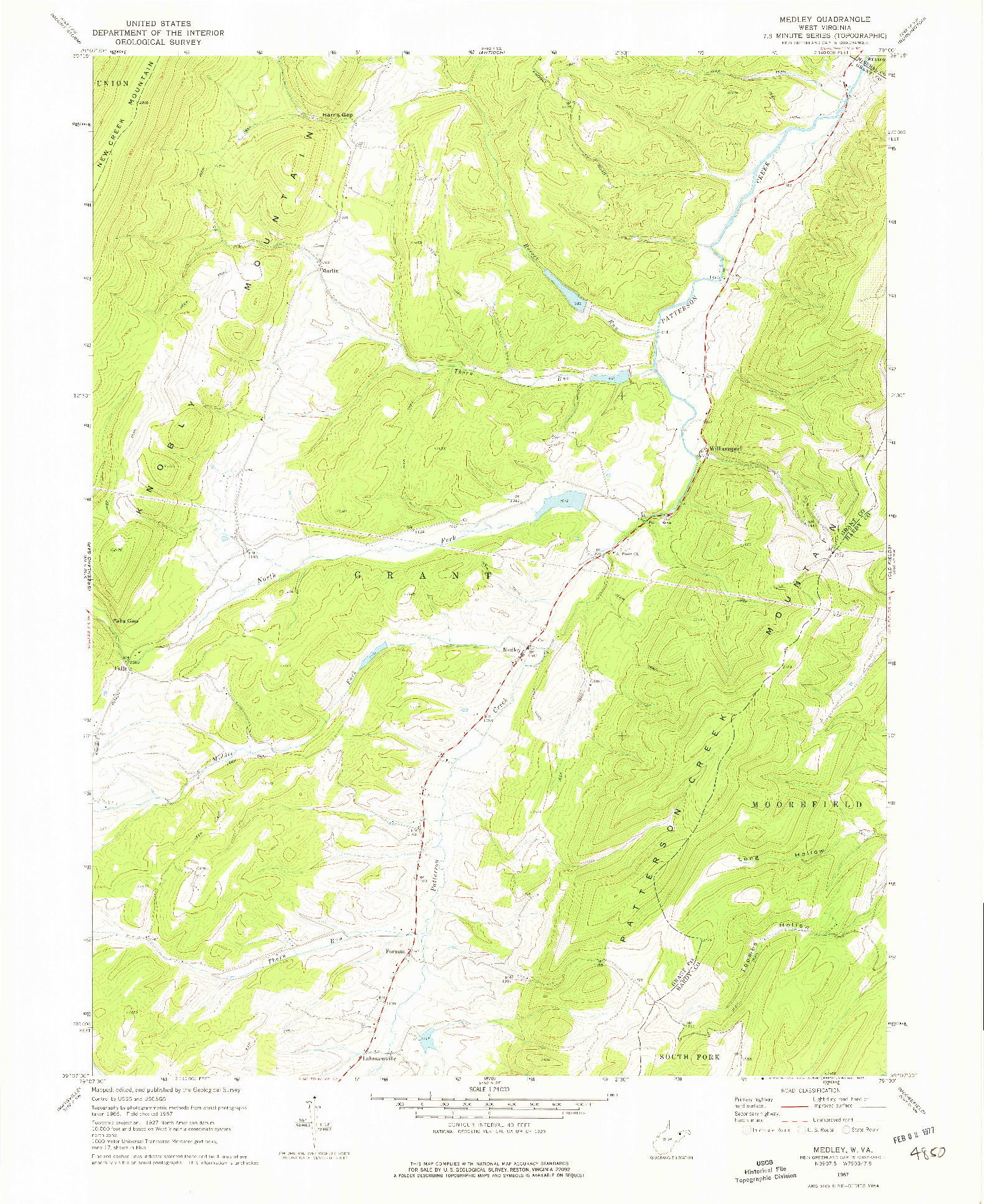 USGS 1:24000-SCALE QUADRANGLE FOR MEDLEY, WV 1967