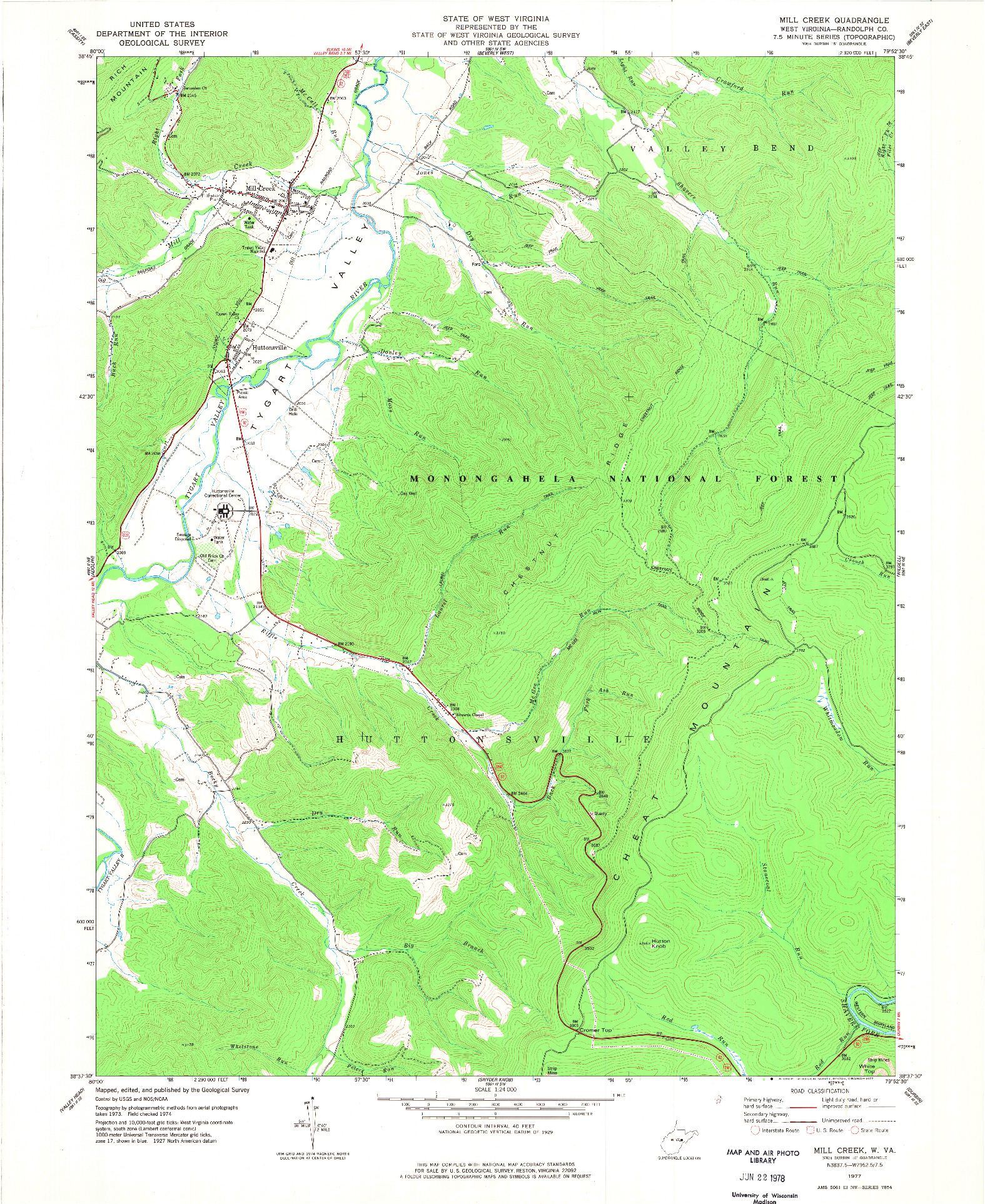 USGS 1:24000-SCALE QUADRANGLE FOR MILL CREEK, WV 1977