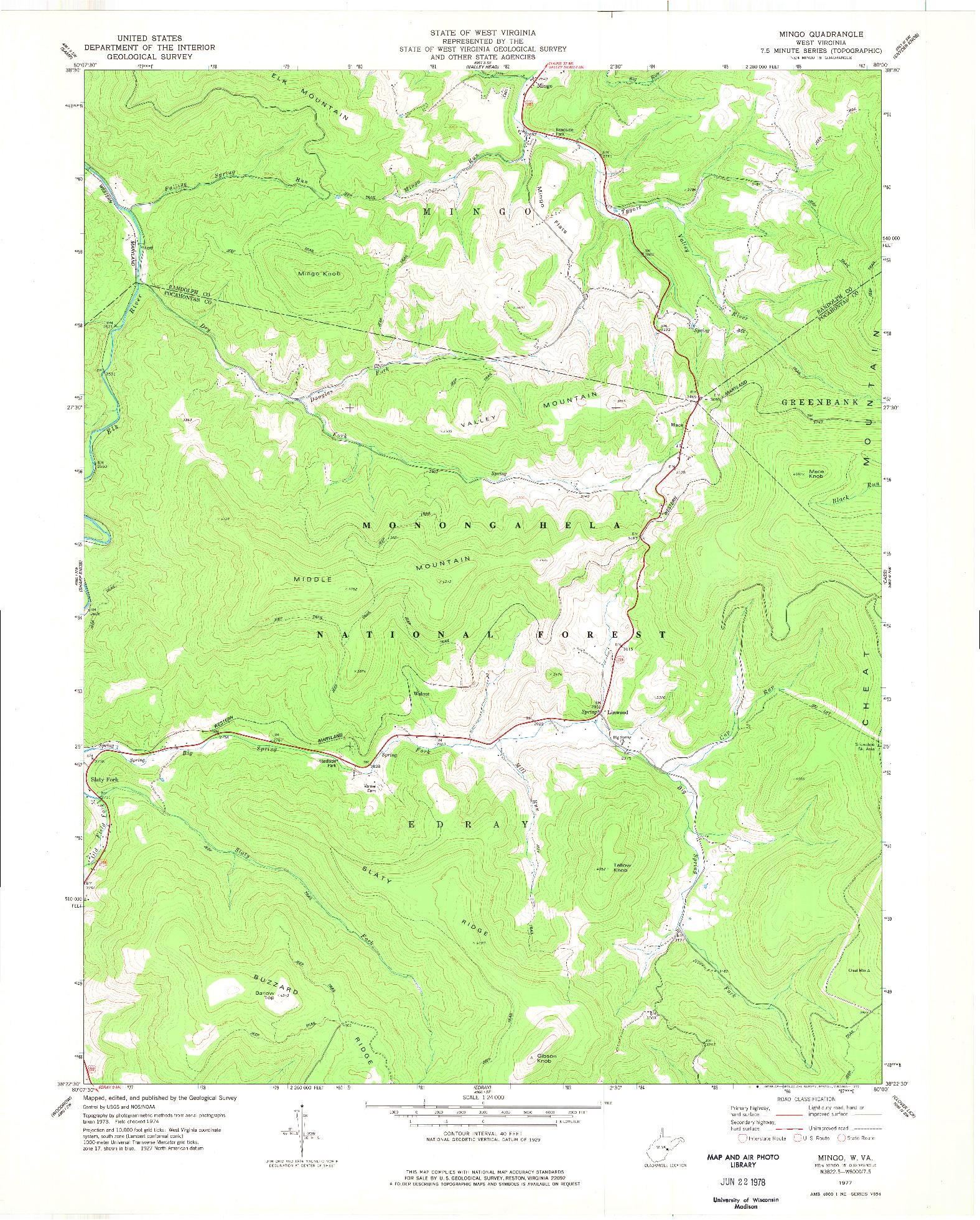 USGS 1:24000-SCALE QUADRANGLE FOR MINGO, WV 1977