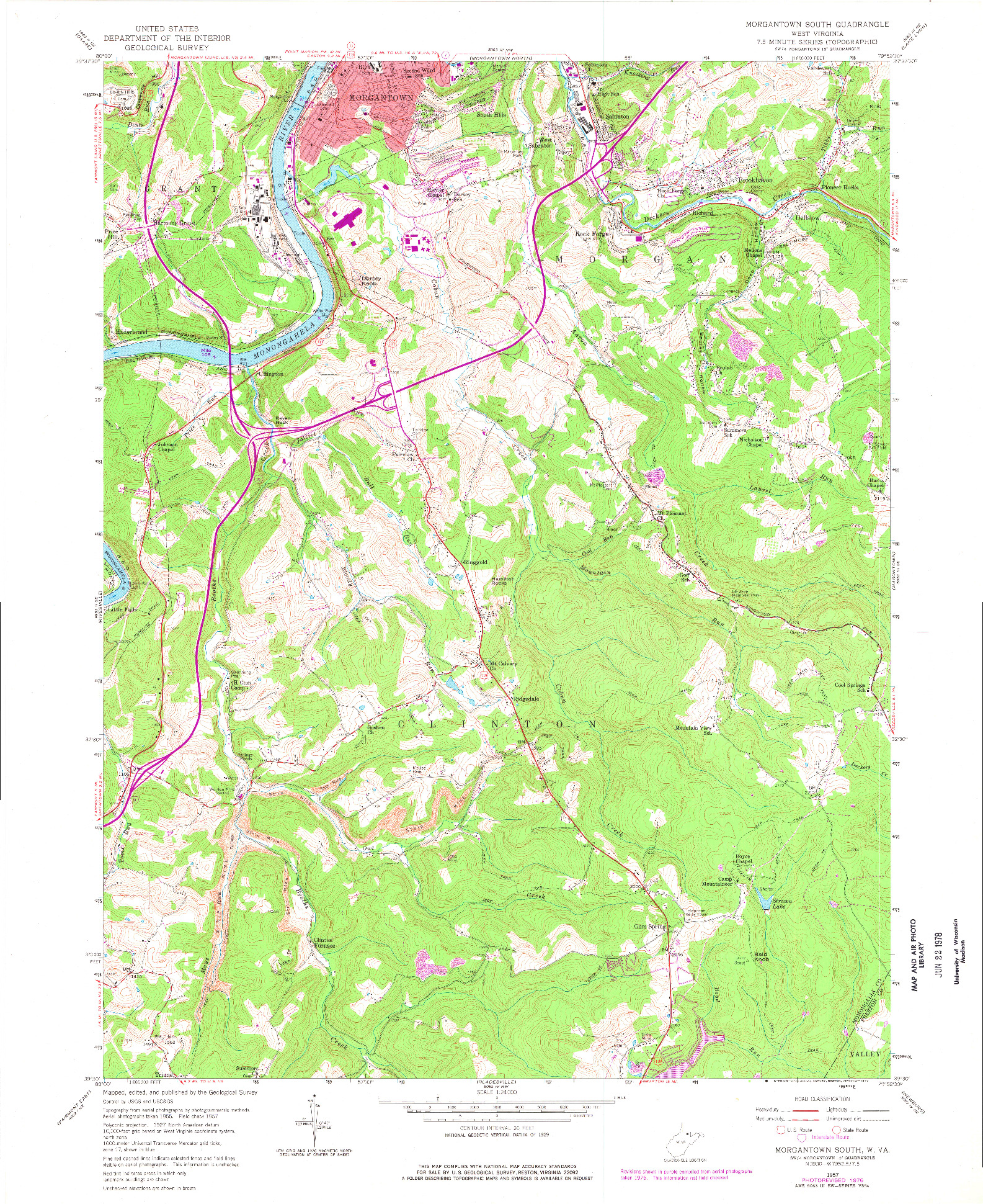 USGS 1:24000-SCALE QUADRANGLE FOR MORGANTOWN SOUTH, WV 1957