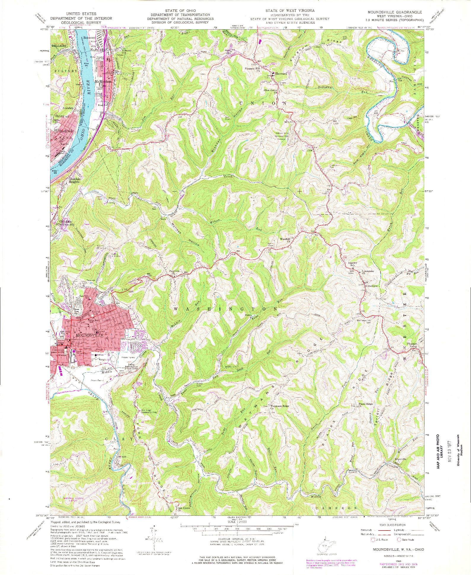 USGS 1:24000-SCALE QUADRANGLE FOR MOUNDSVILLE, WV 1960