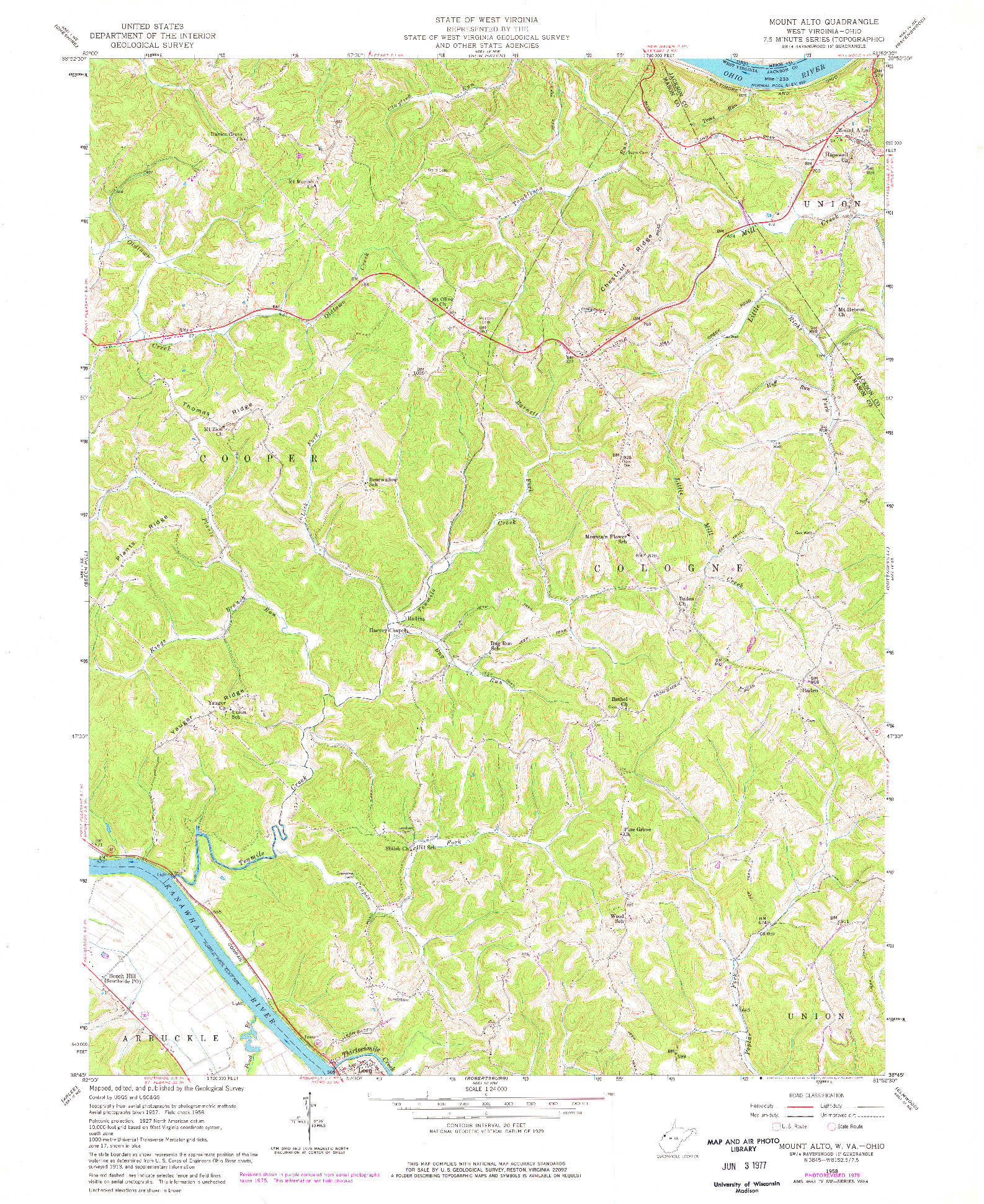 USGS 1:24000-SCALE QUADRANGLE FOR MOUNT ALTO, WV 1958