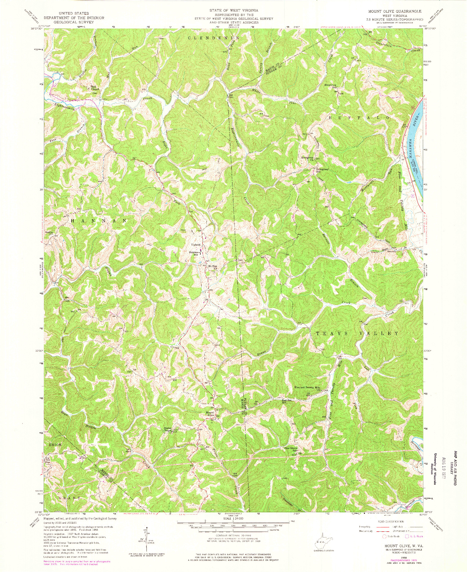 USGS 1:24000-SCALE QUADRANGLE FOR MOUNT OLIVE, WV 1958