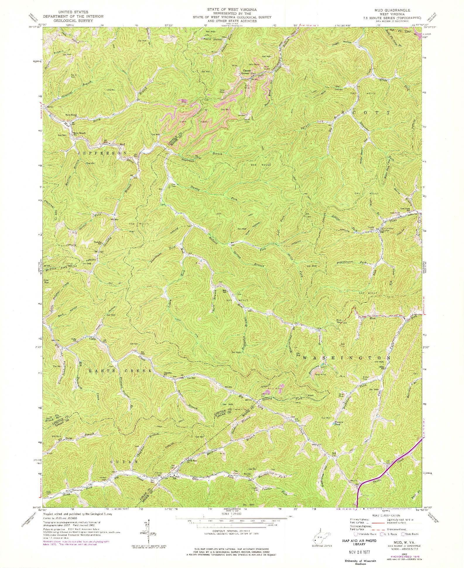 USGS 1:24000-SCALE QUADRANGLE FOR MUD, WV 1962