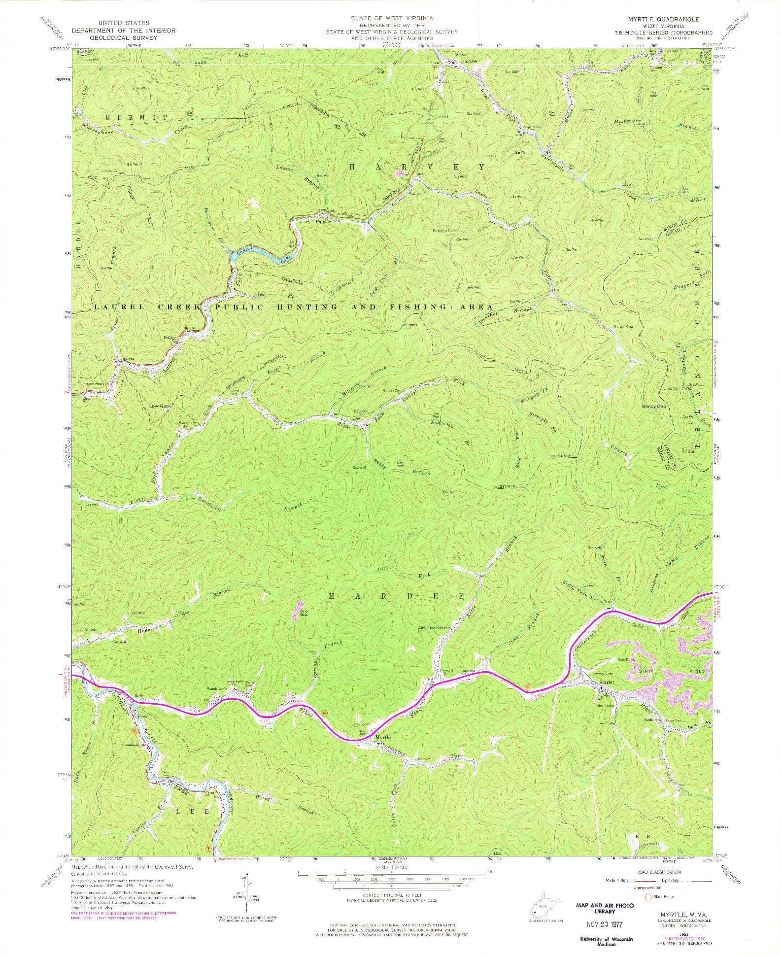 USGS 1:24000-SCALE QUADRANGLE FOR MYRTLE, WV 1963