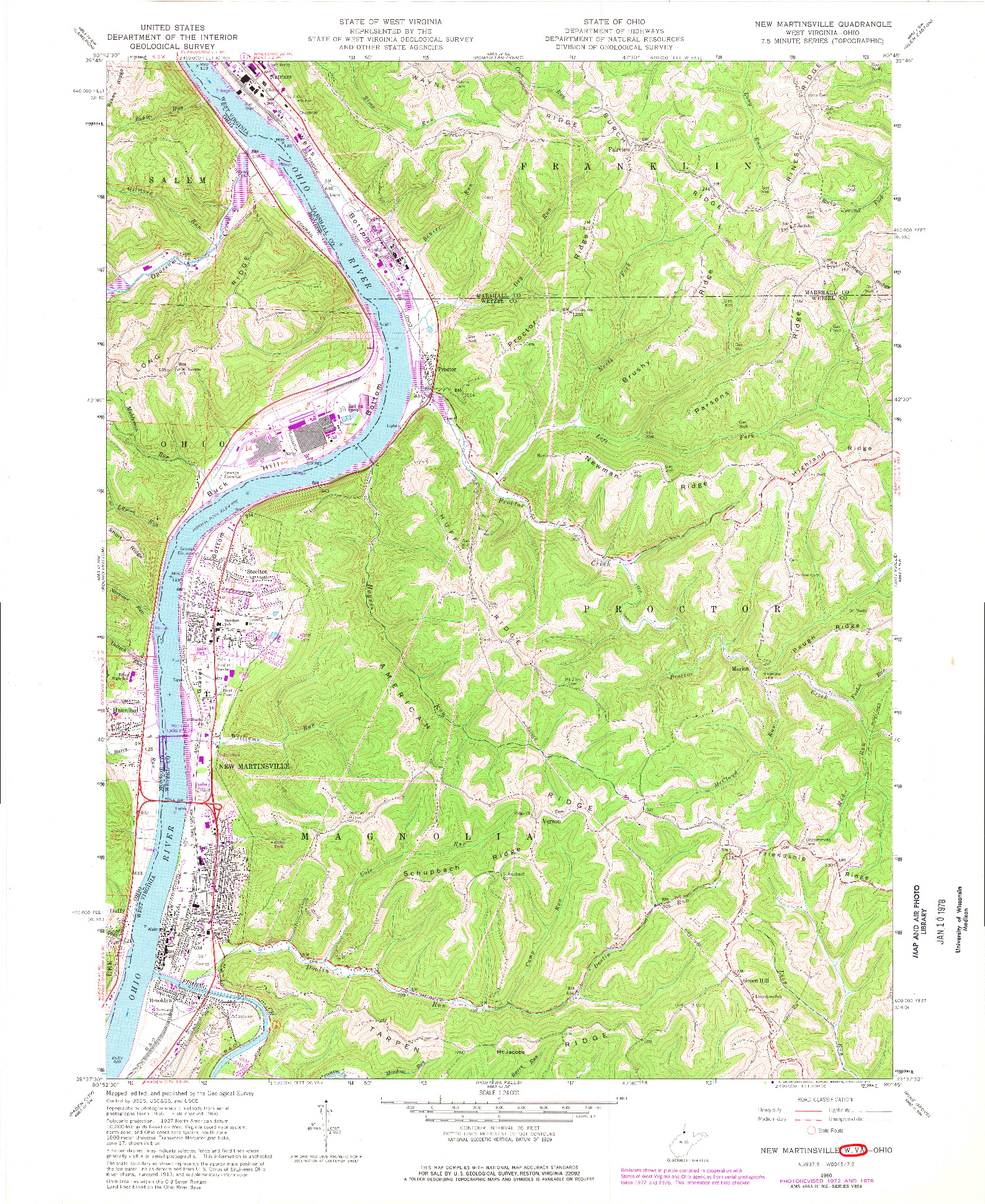 USGS 1:24000-SCALE QUADRANGLE FOR NEW MARTINSVILLE, WV 1960