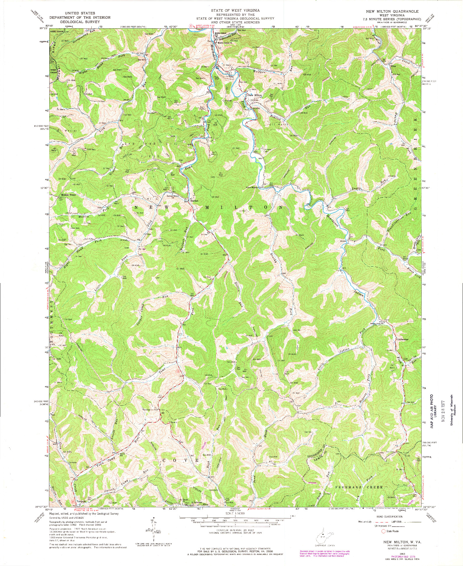 USGS 1:24000-SCALE QUADRANGLE FOR NEW MILTON, WV 1965