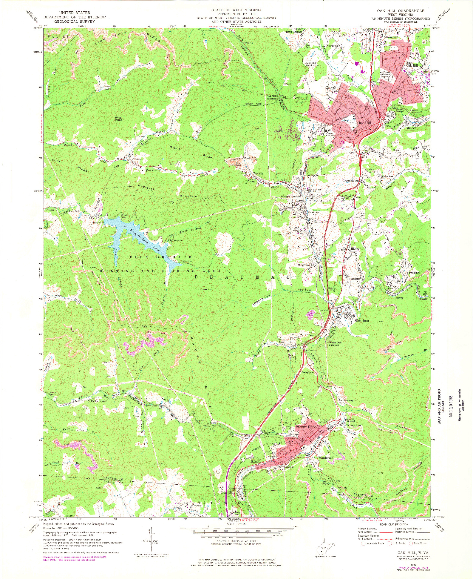 USGS 1:24000-SCALE QUADRANGLE FOR OAK HILL, WV 1969