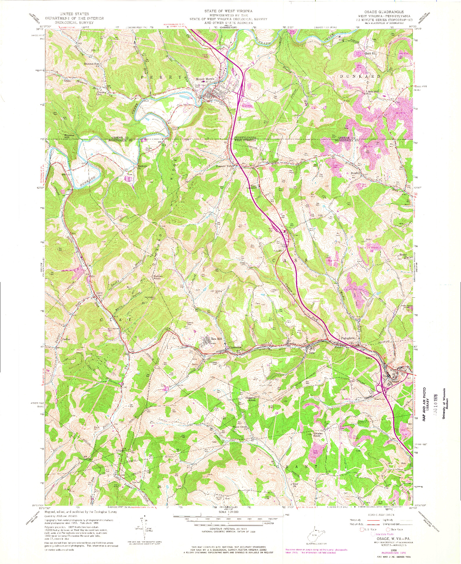 USGS 1:24000-SCALE QUADRANGLE FOR OSAGE, WV 1958